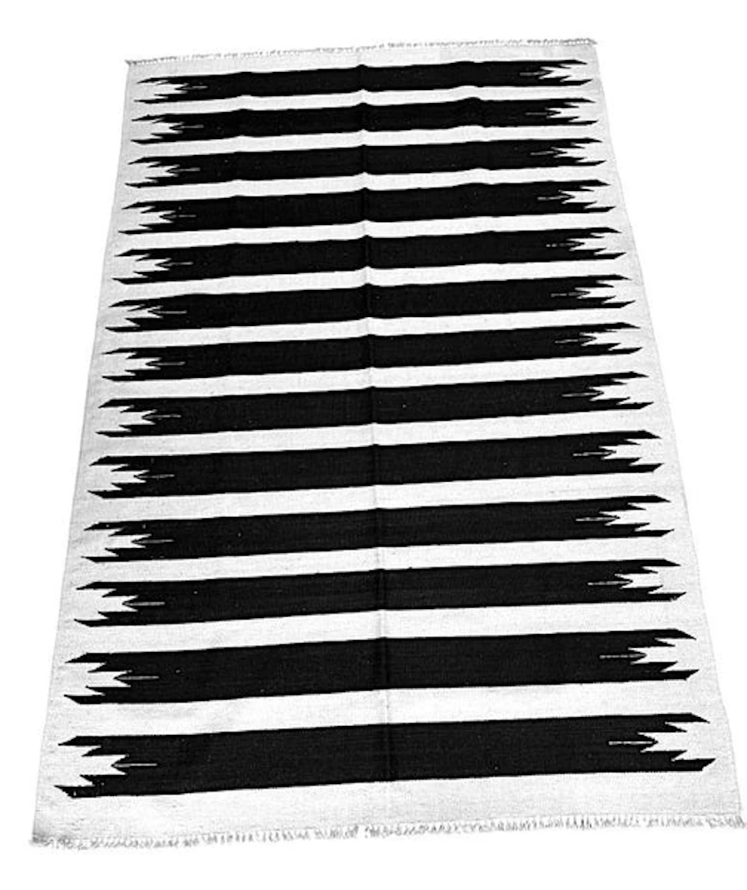 A Morrocan black and white geometric flat weave kilim rug