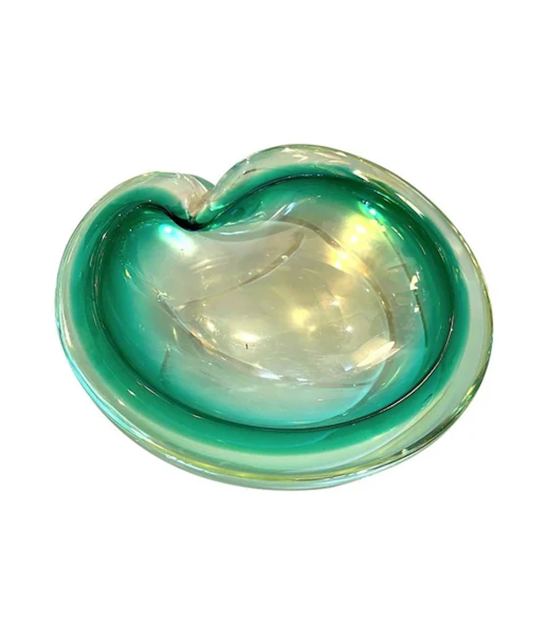 A lovely Italian 1960s green Murano glass ashtray bowl