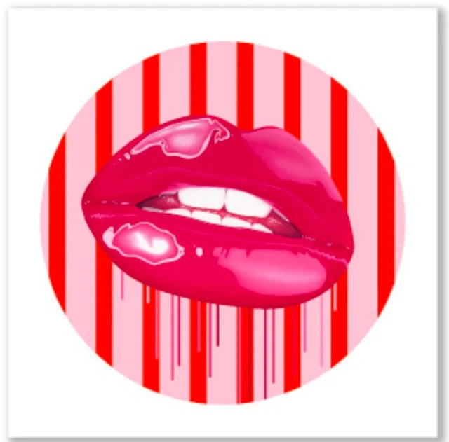 Sara Pope "Hot Pink Pop - Candy Stripe" Archival Inkjet framed in