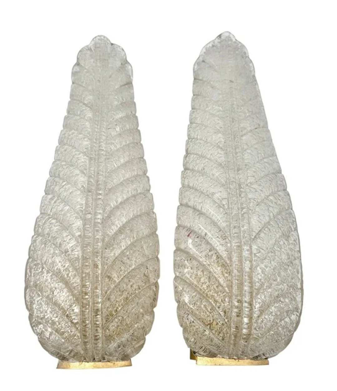 A pair of Art Deco style 1960s Barovier & Toso Murano glass feather