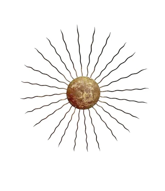 A 1950s Spanish gilt metal sunburst wall ight with two light fitting.