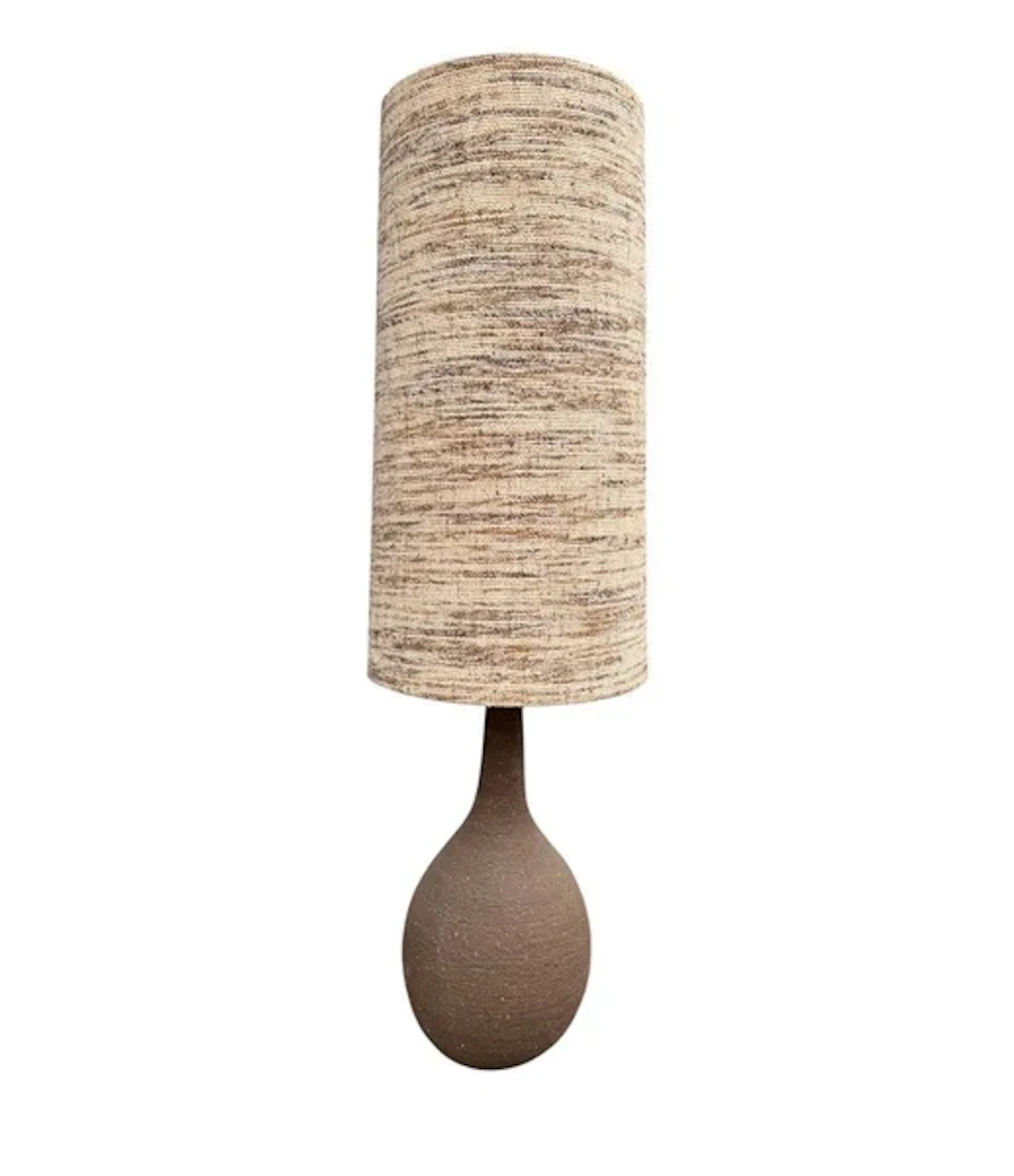 A large French 1960S biscuit fired pottery floor lamps with orignal shade.