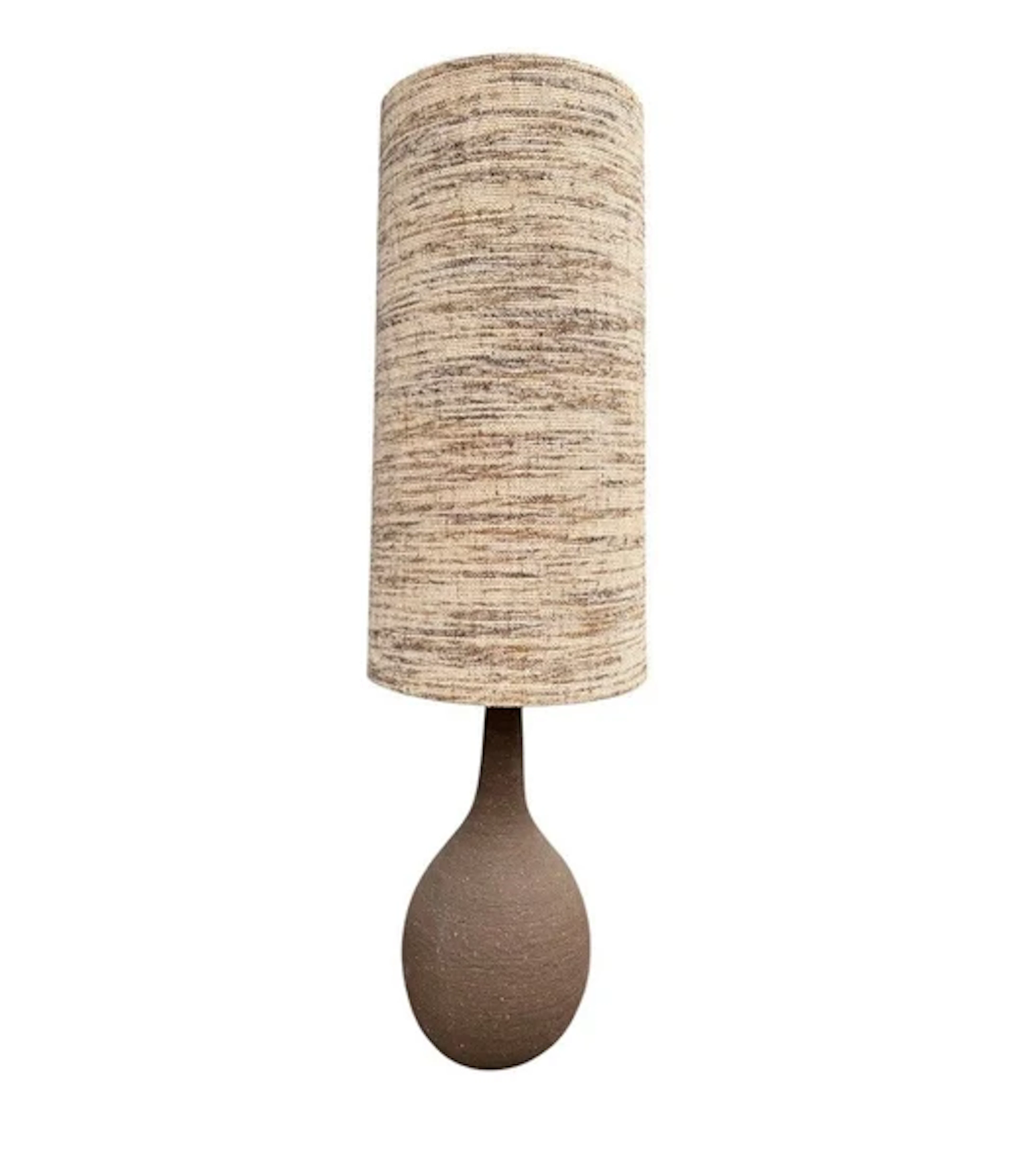A large French 1960S biscuit fired pottery floor lamps with orignal shade.
