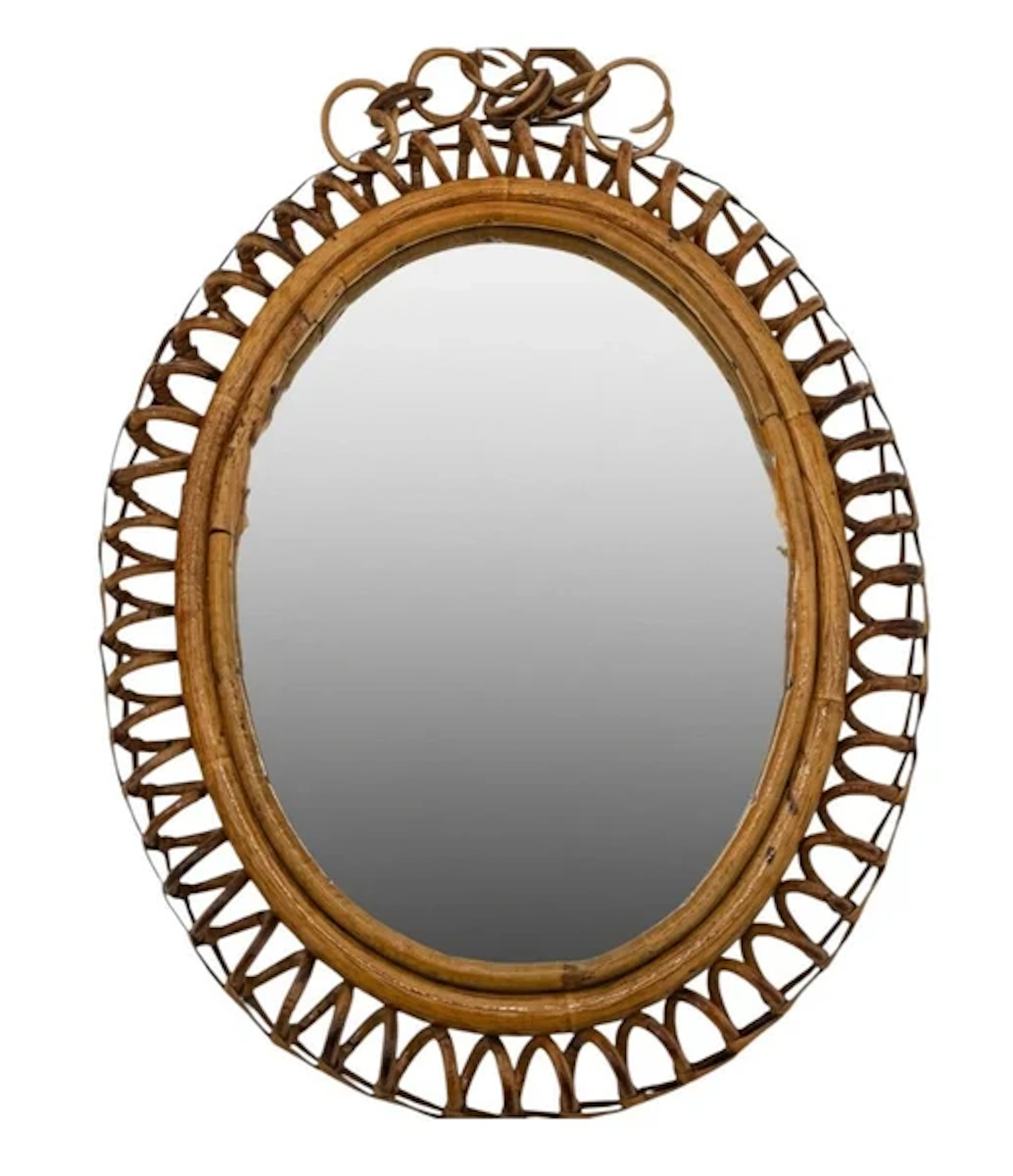 An Italian 1960's bamboo spiral framed mirror by Franco Albini for Bonacina