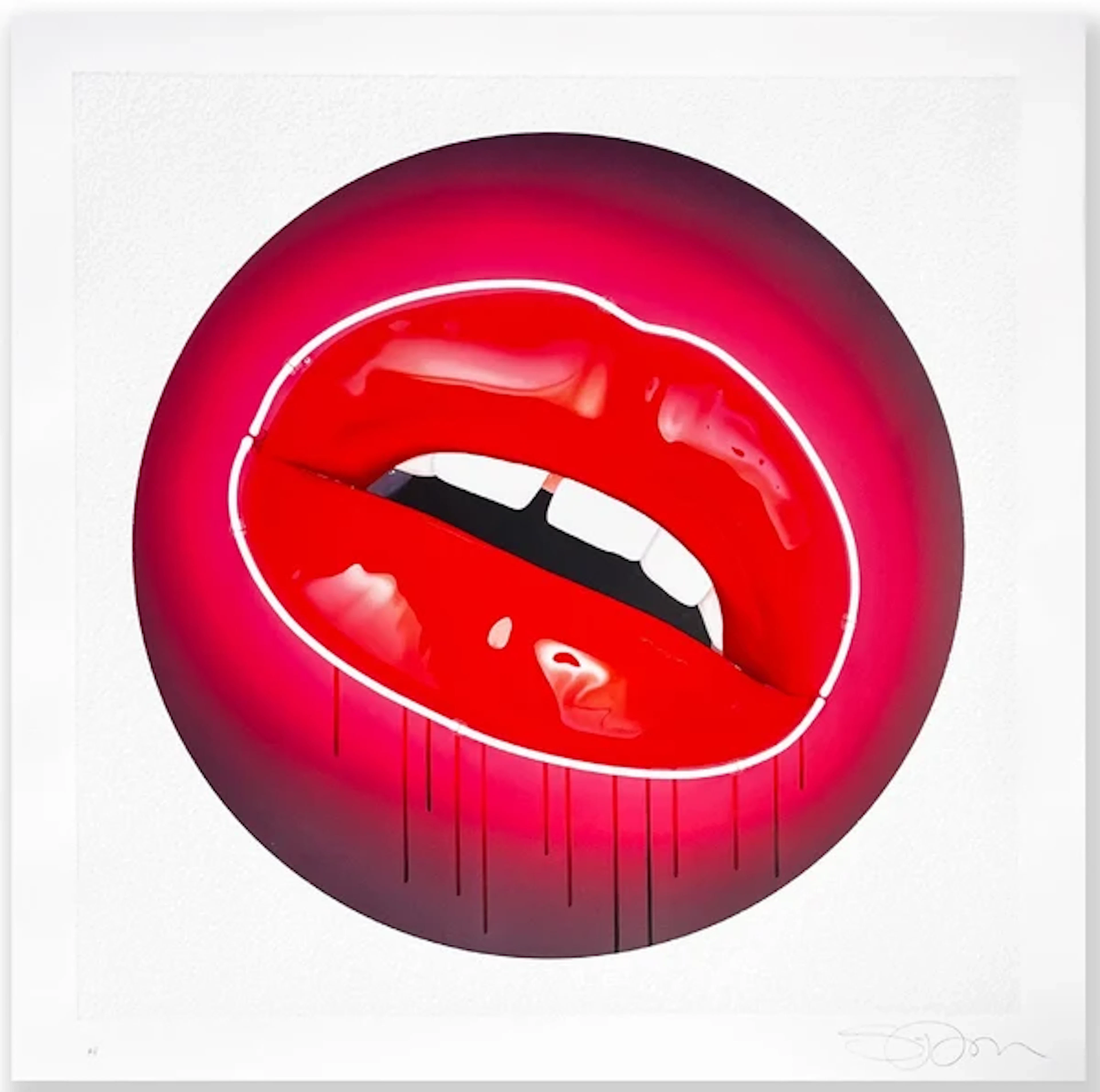 Sara Pope "Amped Neon" artists proof with diamond dust, framed in