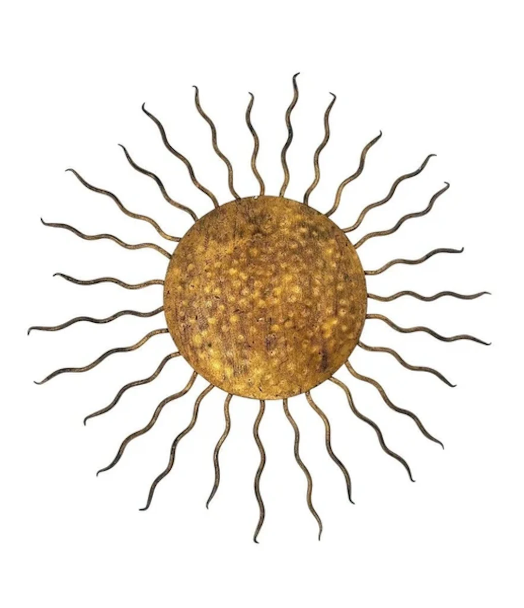 A Spanish 1950s gilt wrought iron sunburst wall / ceiling light.