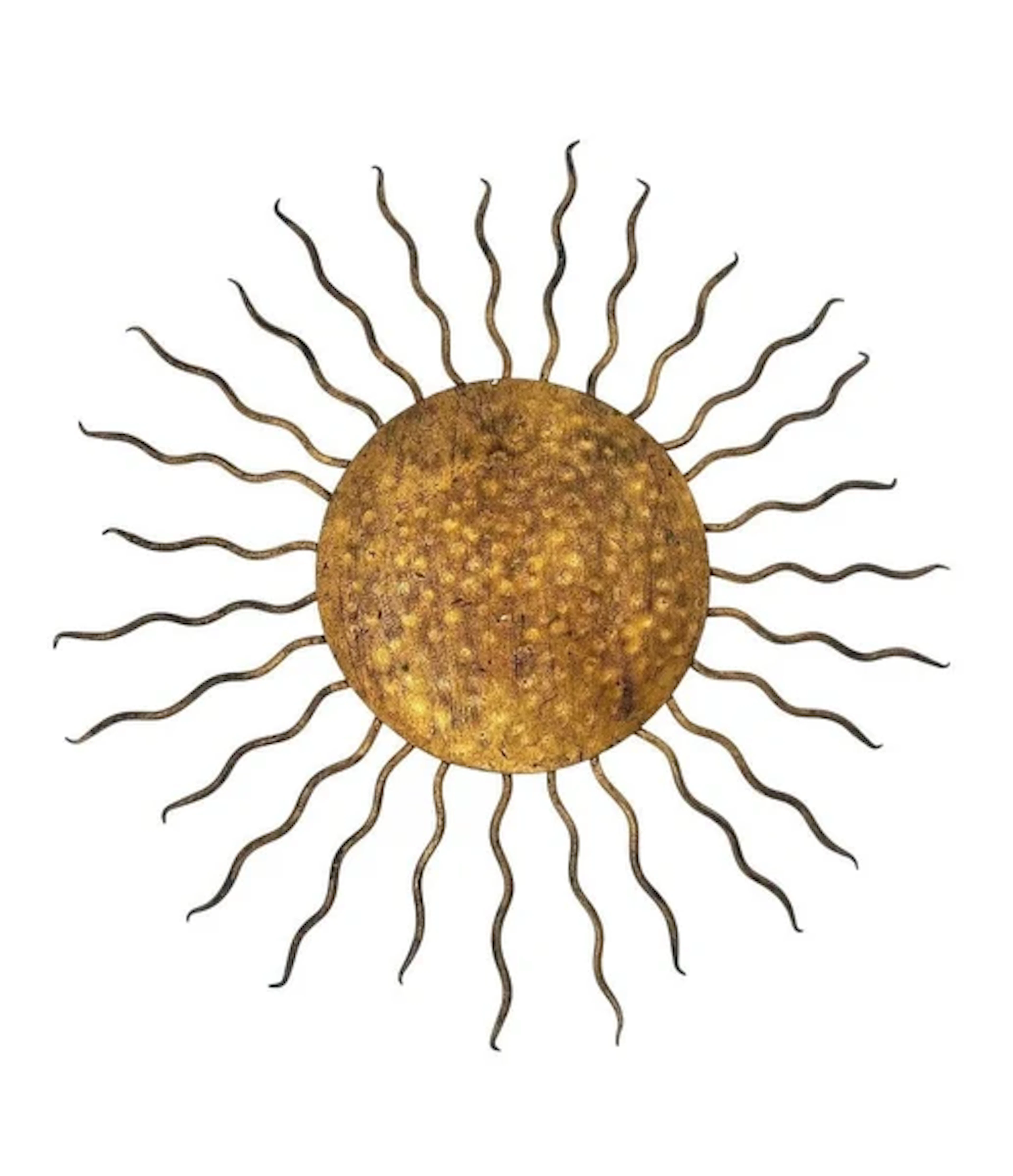 A Spanish 1950s gilt wrought iron sunburst wall / ceiling light.