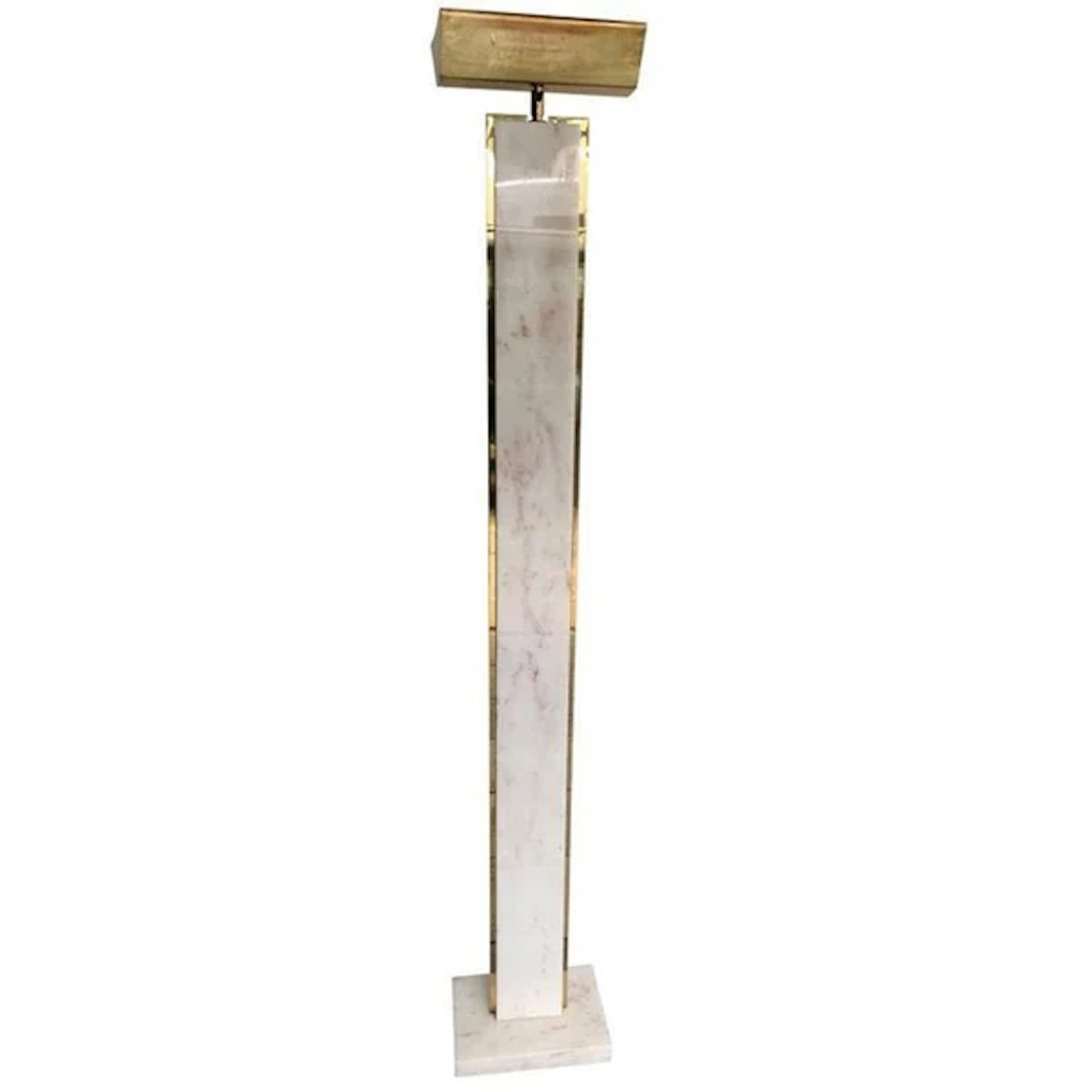 Solid Carrara Pink Marble and Brass Floor Lamp by Mauro Martini