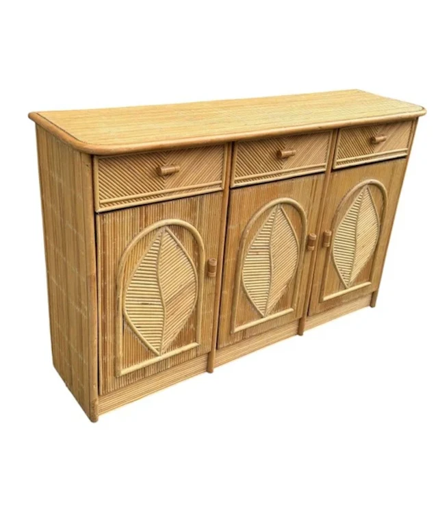 An Italian 1970s three door bamboo sideboard by Vivai Del Sud