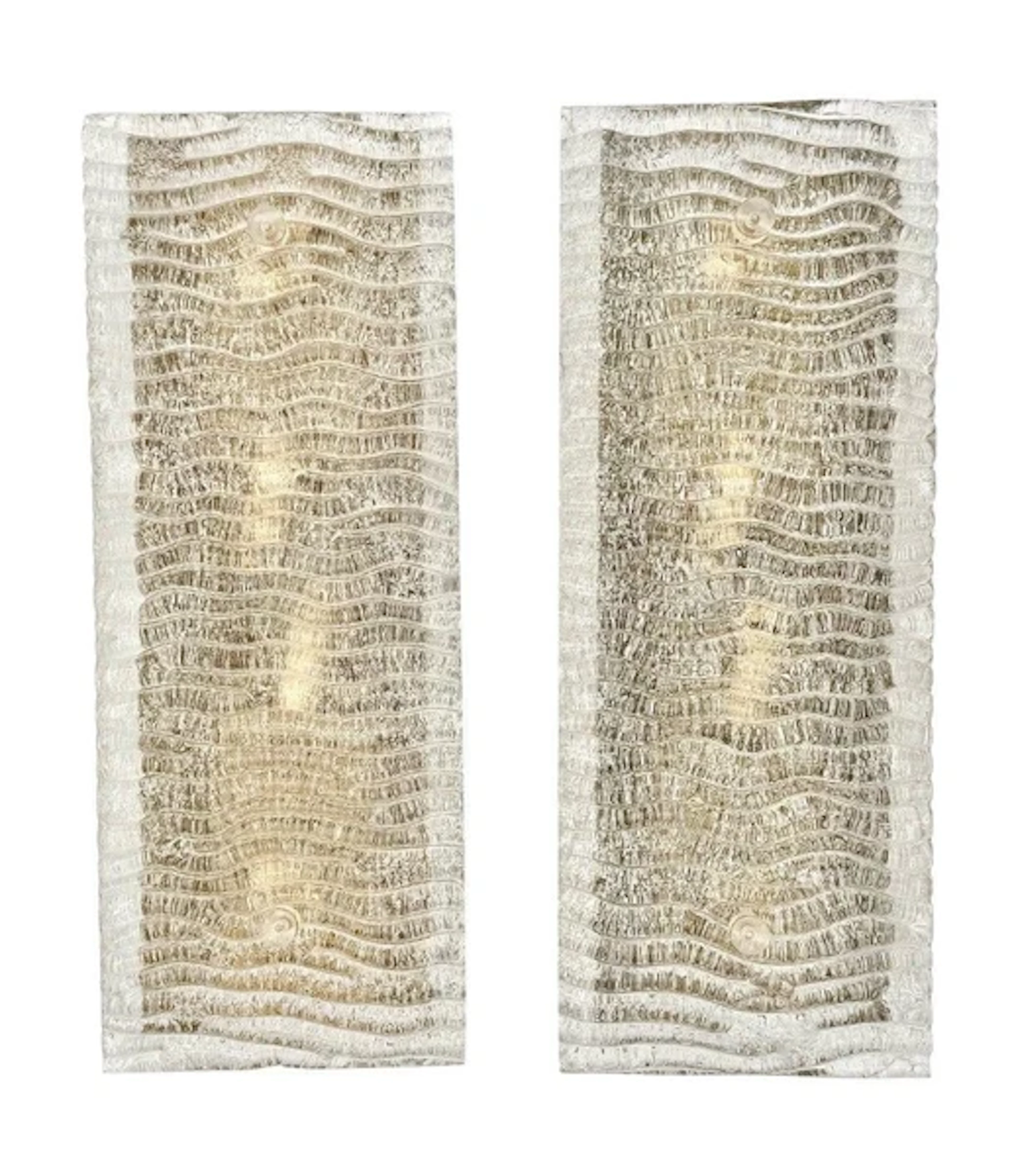 A pair of large 1970s German "Ice Glass" wall lights by Leutchens