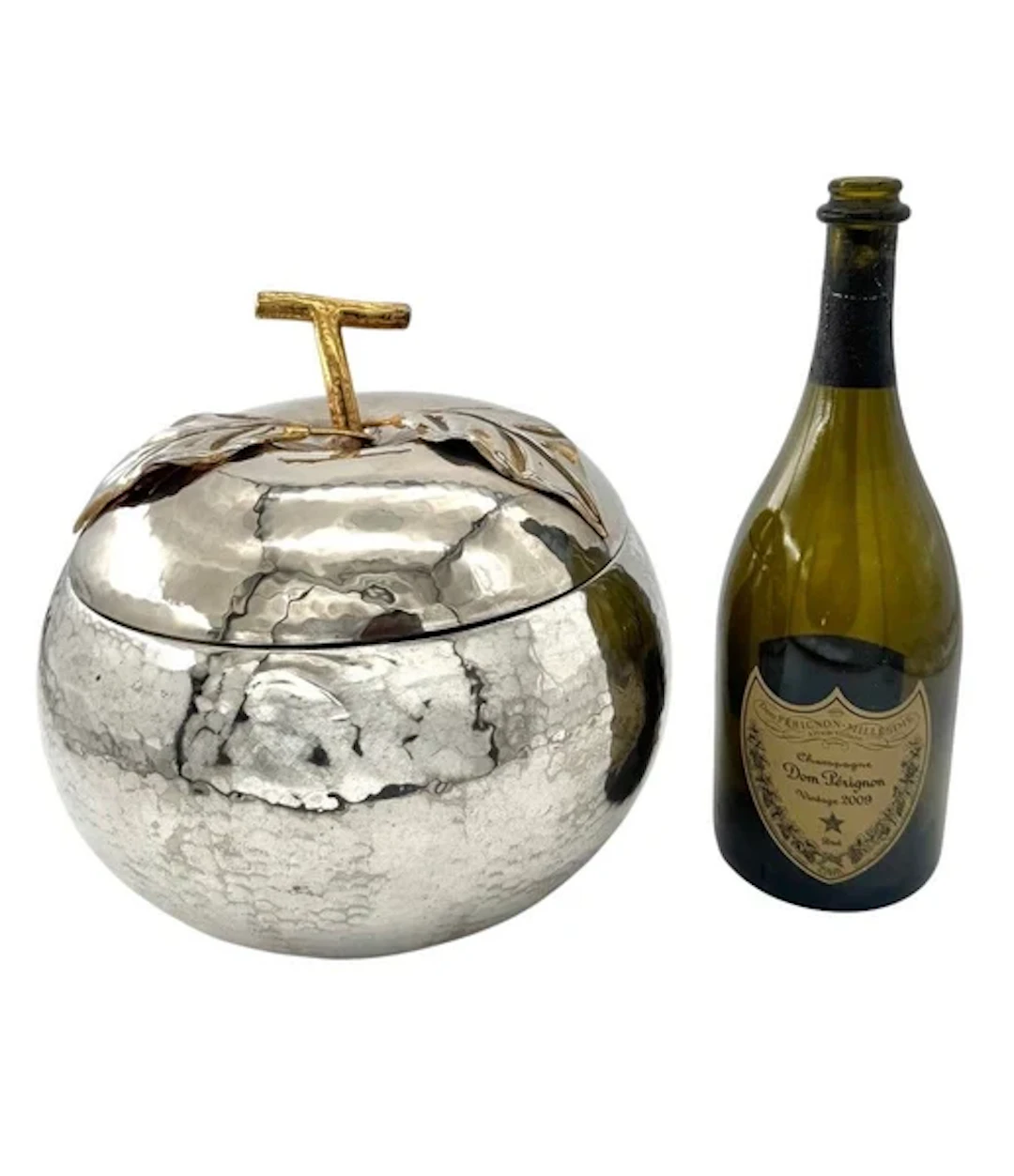 A large Italian 1960s hand beaten silver plated ice bucket by renown