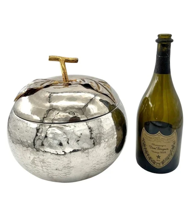 A large Italian 1960s hand beaten silver plated ice bucket by renown