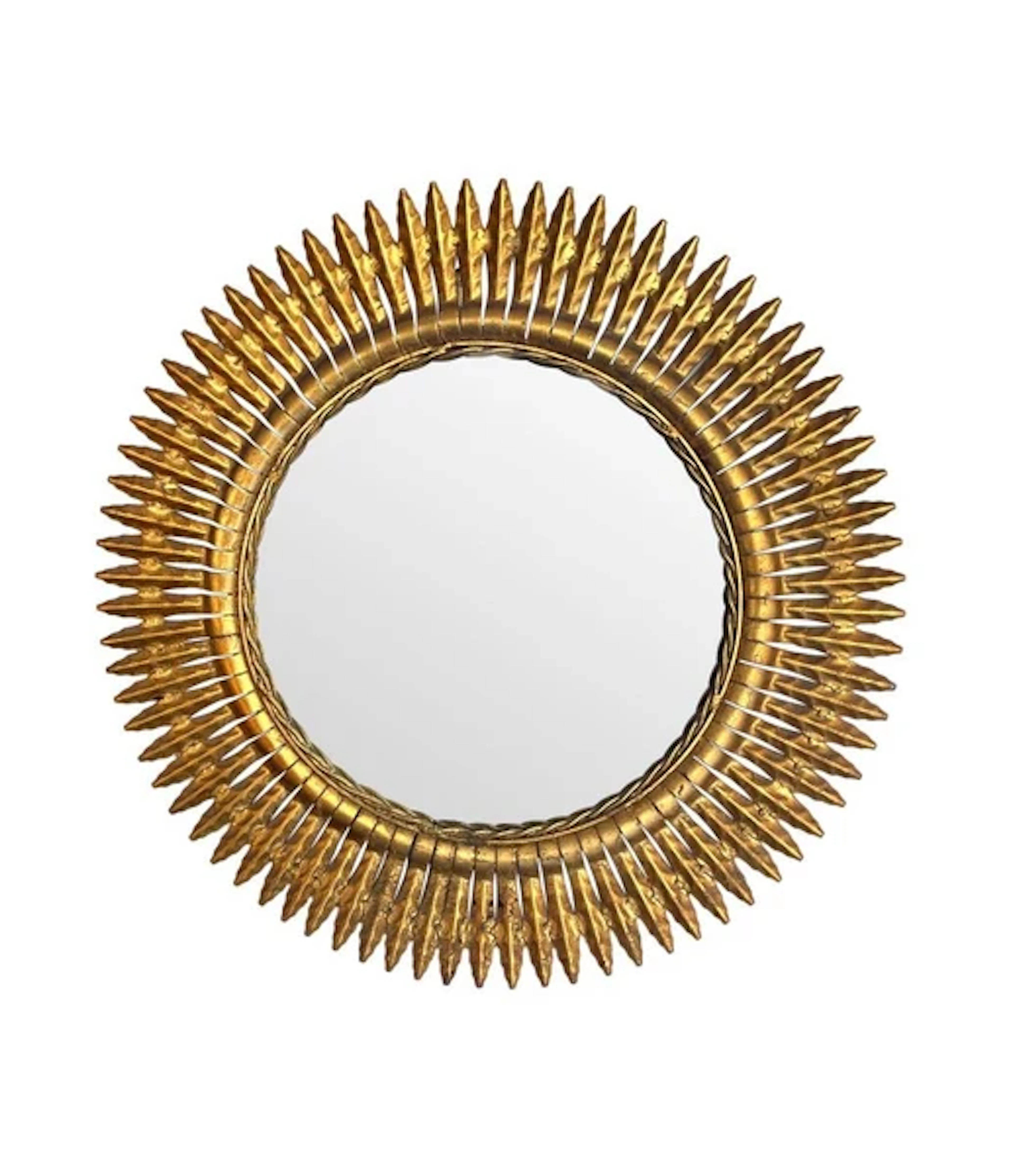 A 1950s Gilt metal Spanish circular sunburst mirror
