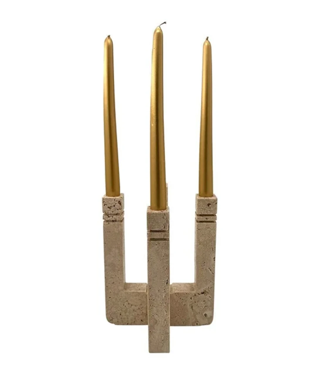 An Italian 1970s Travertine candle holder by Fratelli Mannelli