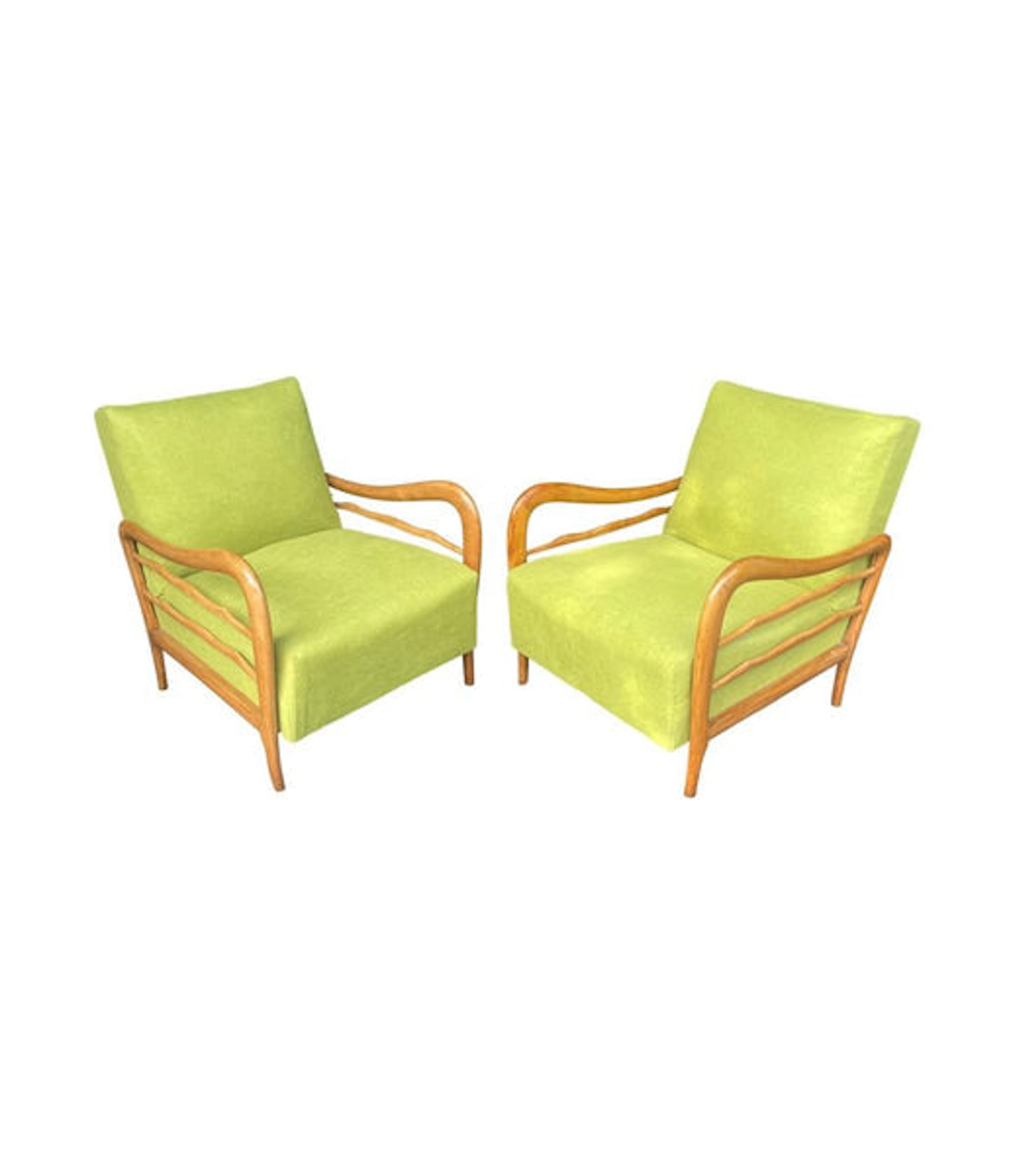 A wonderful pair of 1950s Italian Cherrywood chairs attributed to Paolo Buffa