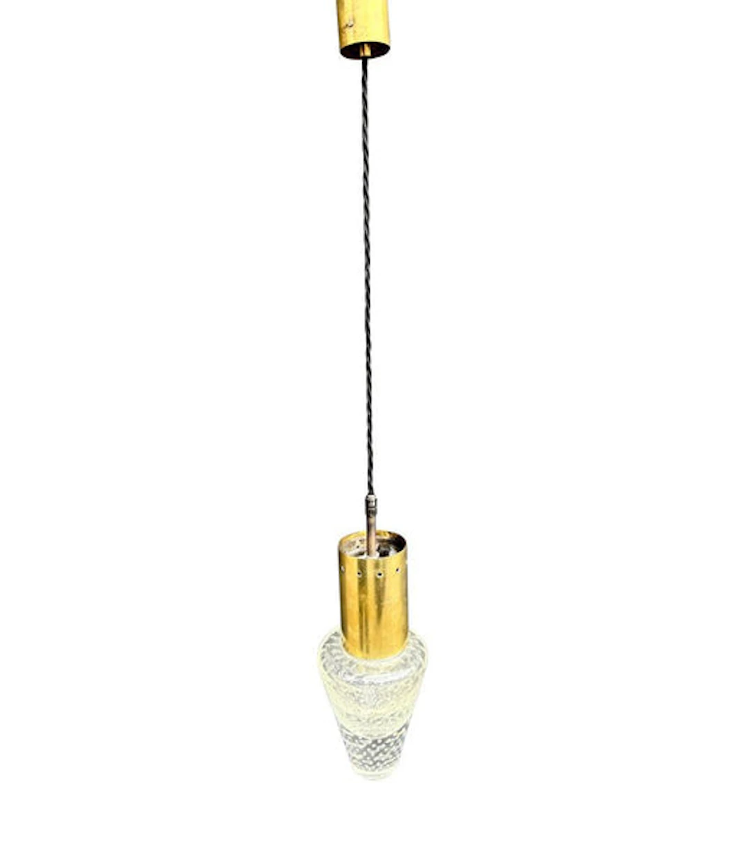 A rare 1950s Murano glass and brass pendant light by Gino Sarfatti