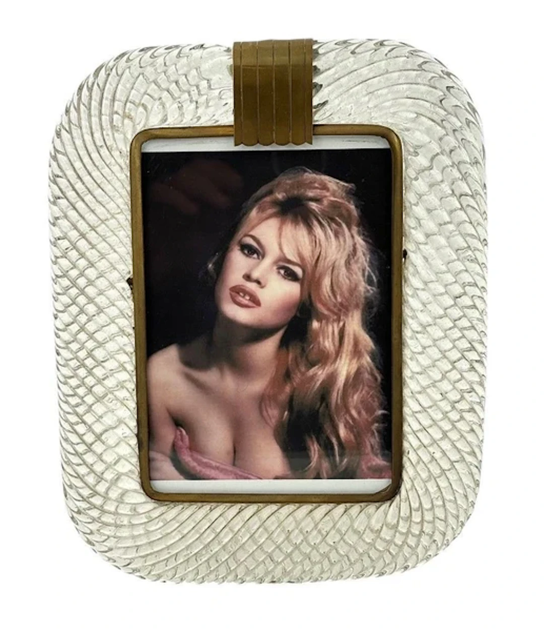 An orignal 1940s Murano hand blown, torchon glass picture frame by