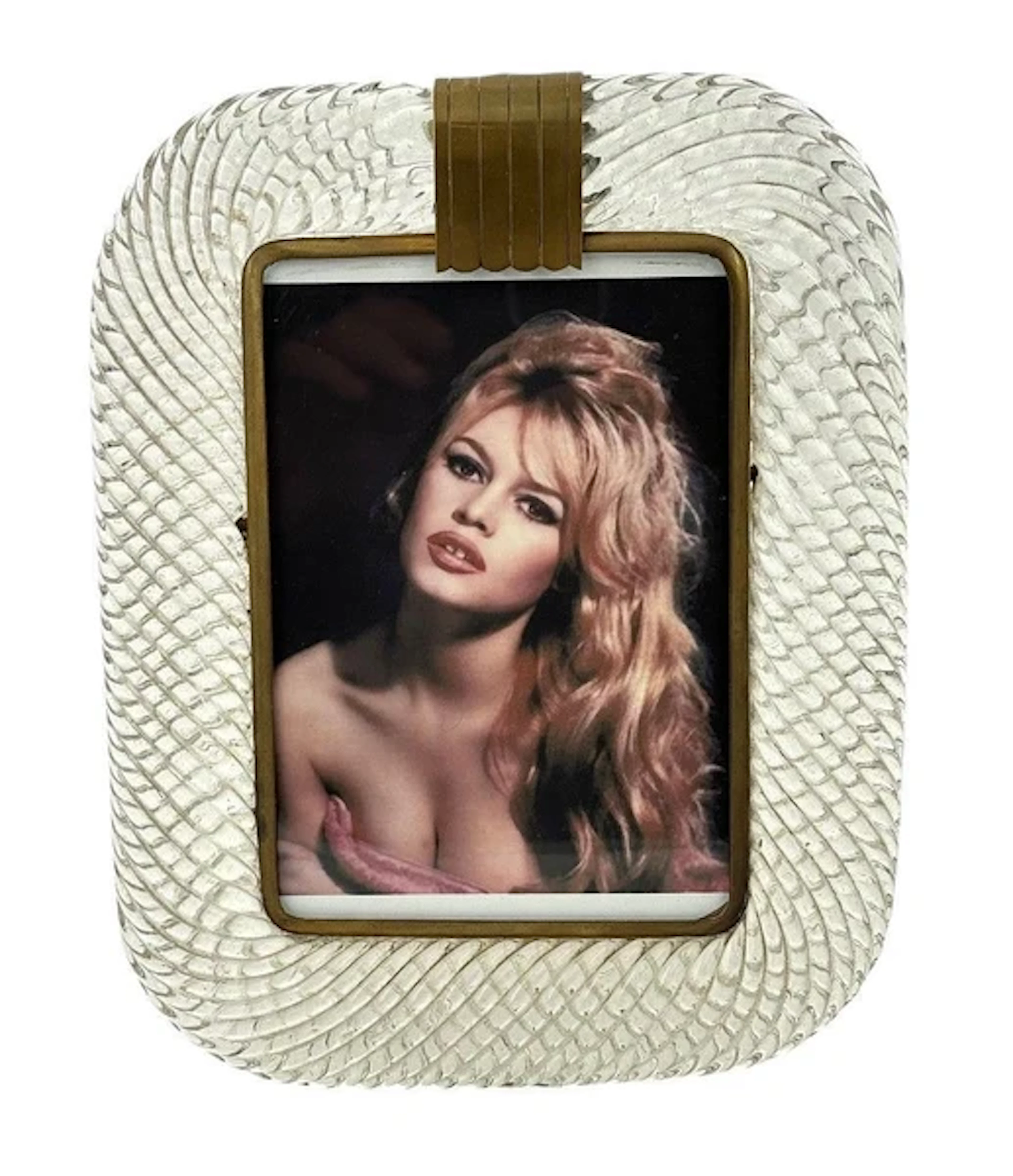 An orignal 1940s Murano hand blown, torchon glass picture frame by