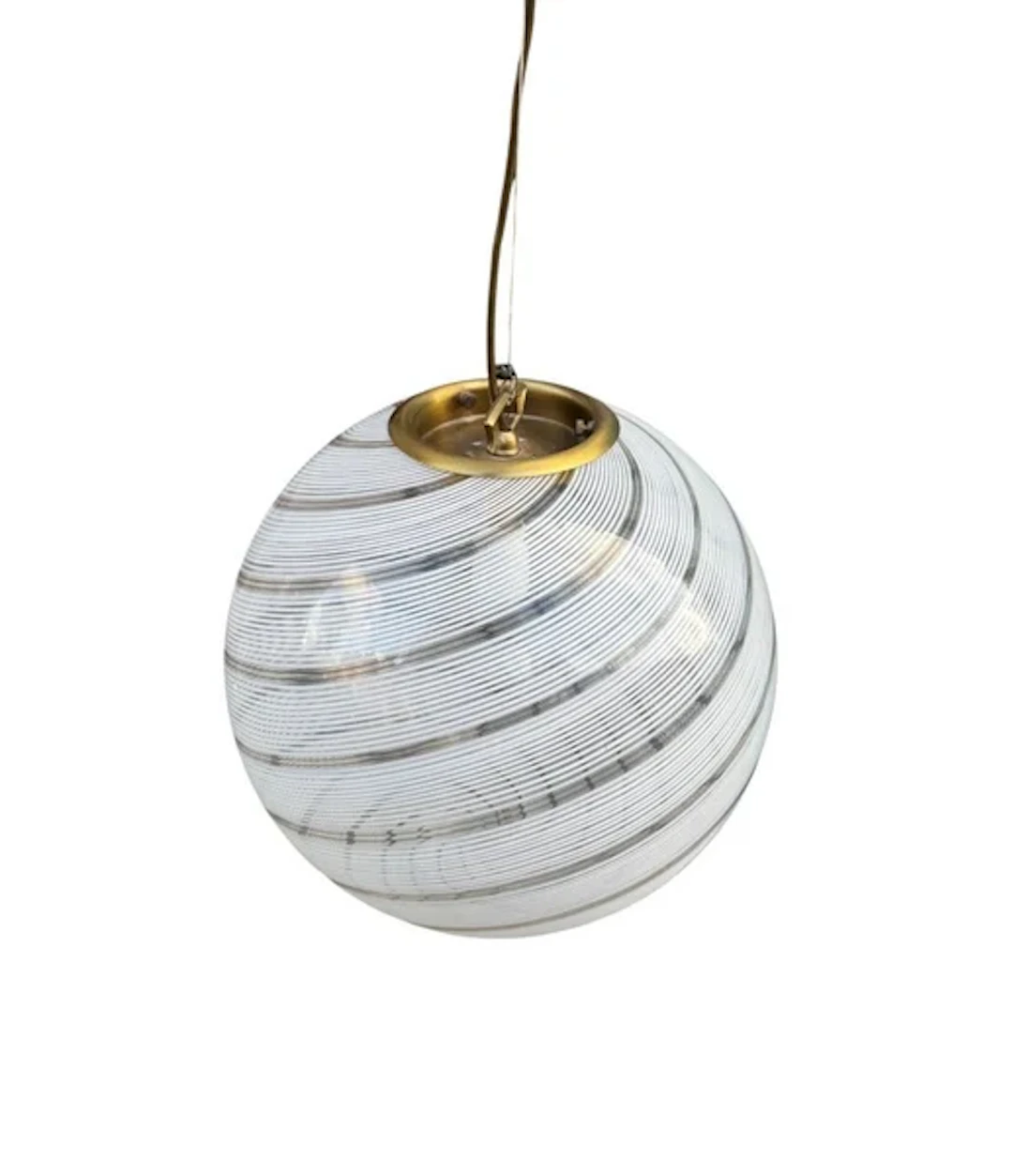 A large 1960s Venini Murano glass ball “Tessuto” swirl pendant light