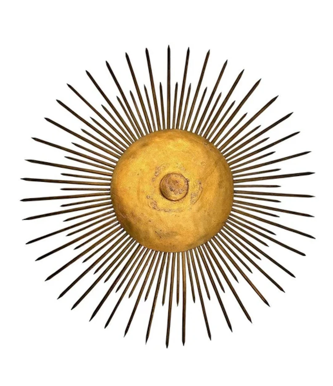 A Spanish 1950s gilt wrought iron sunburst wall / ceiling light