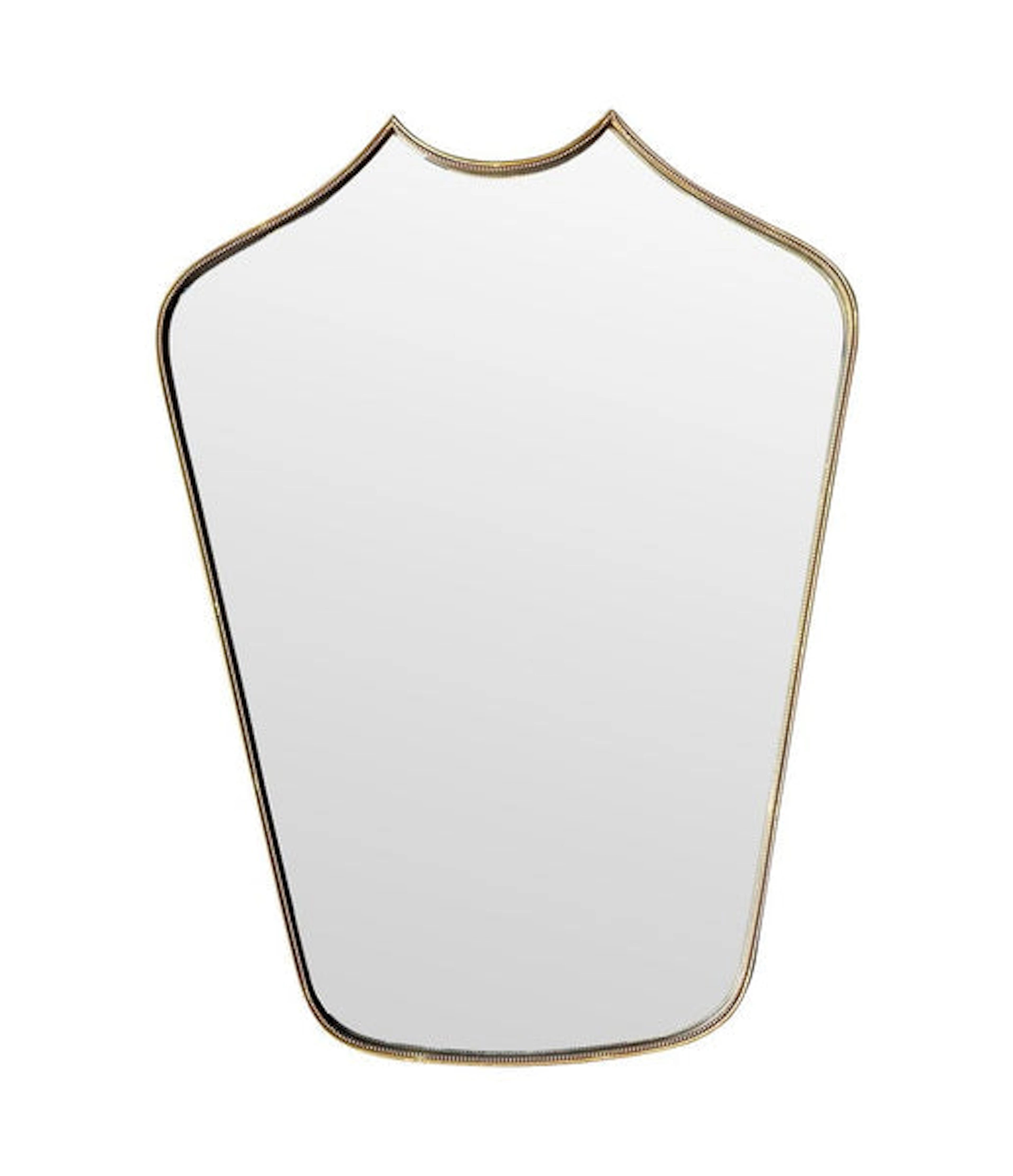 An orignal unusual 1950s Italian brass framed mirror, with beaded detailing
