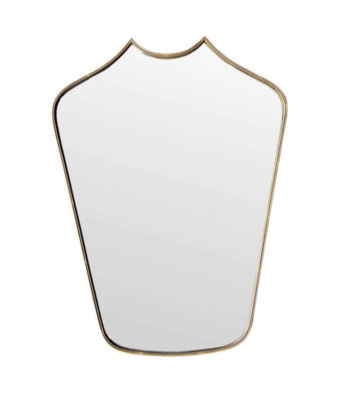 An orignal unusual 1950s Italian brass framed mirror, with beaded detailing