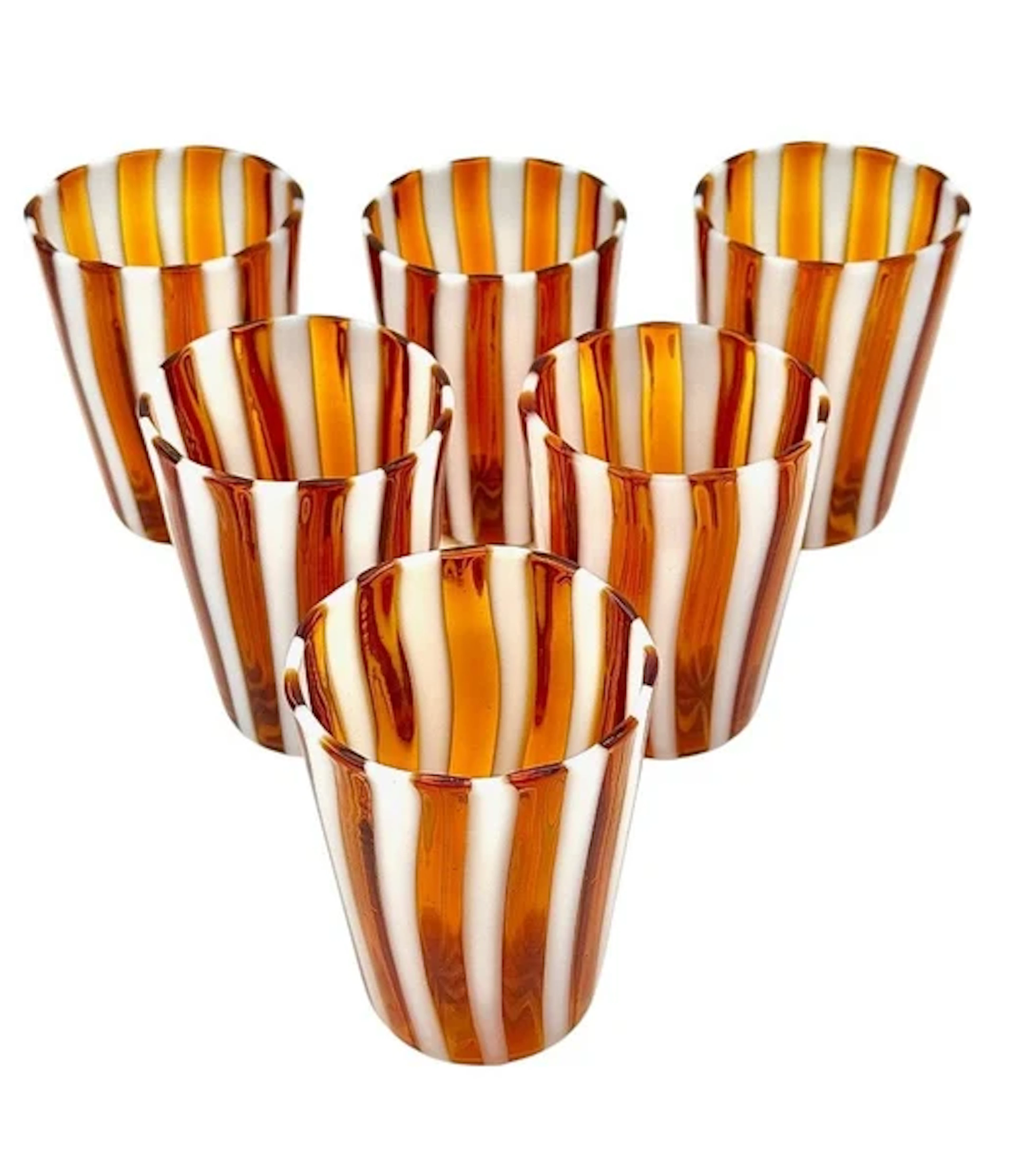 A set of six wonderful Italian handblown Murano glass tumblers with