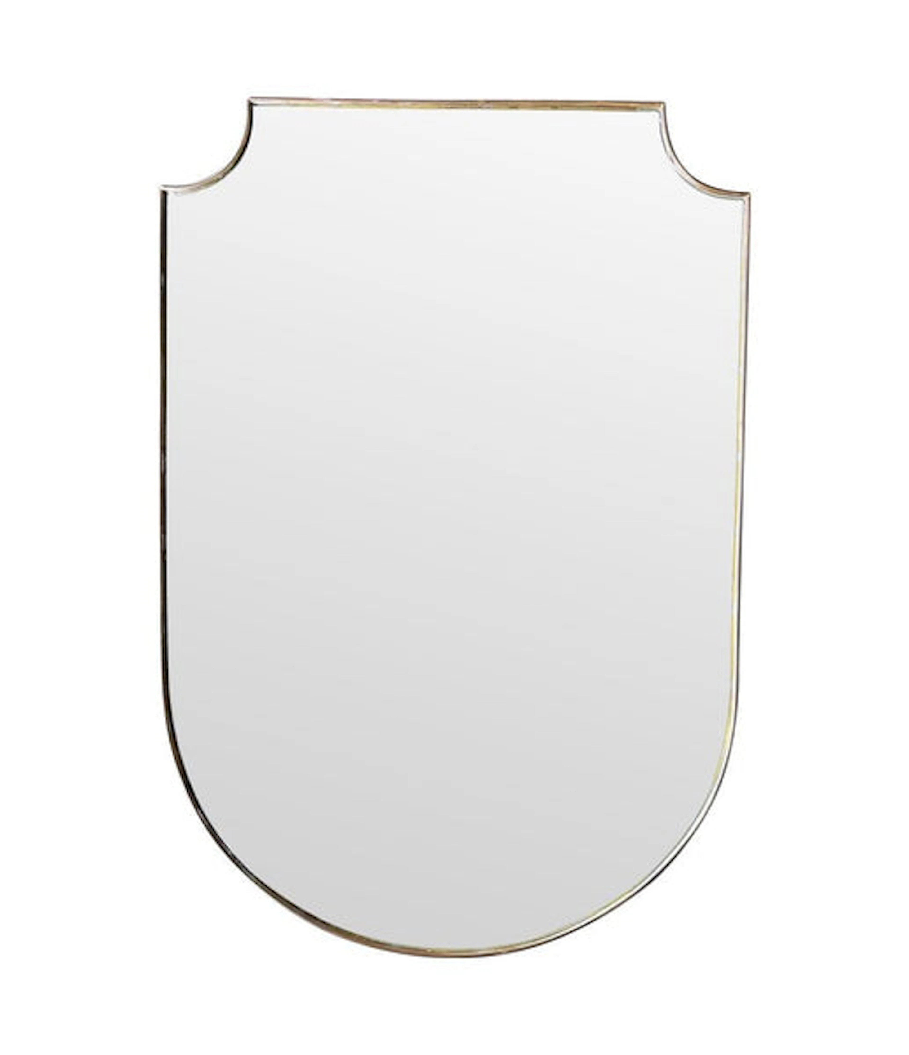 A large orignal 1950s Italian shield mirror with orignal mirror plate