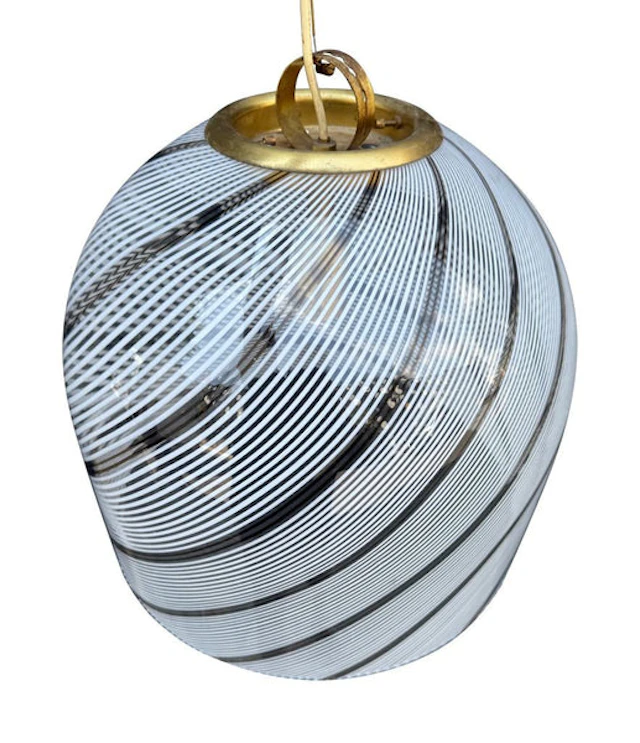 An Italian 1970s large Murano swirl glass pendant light by Venini