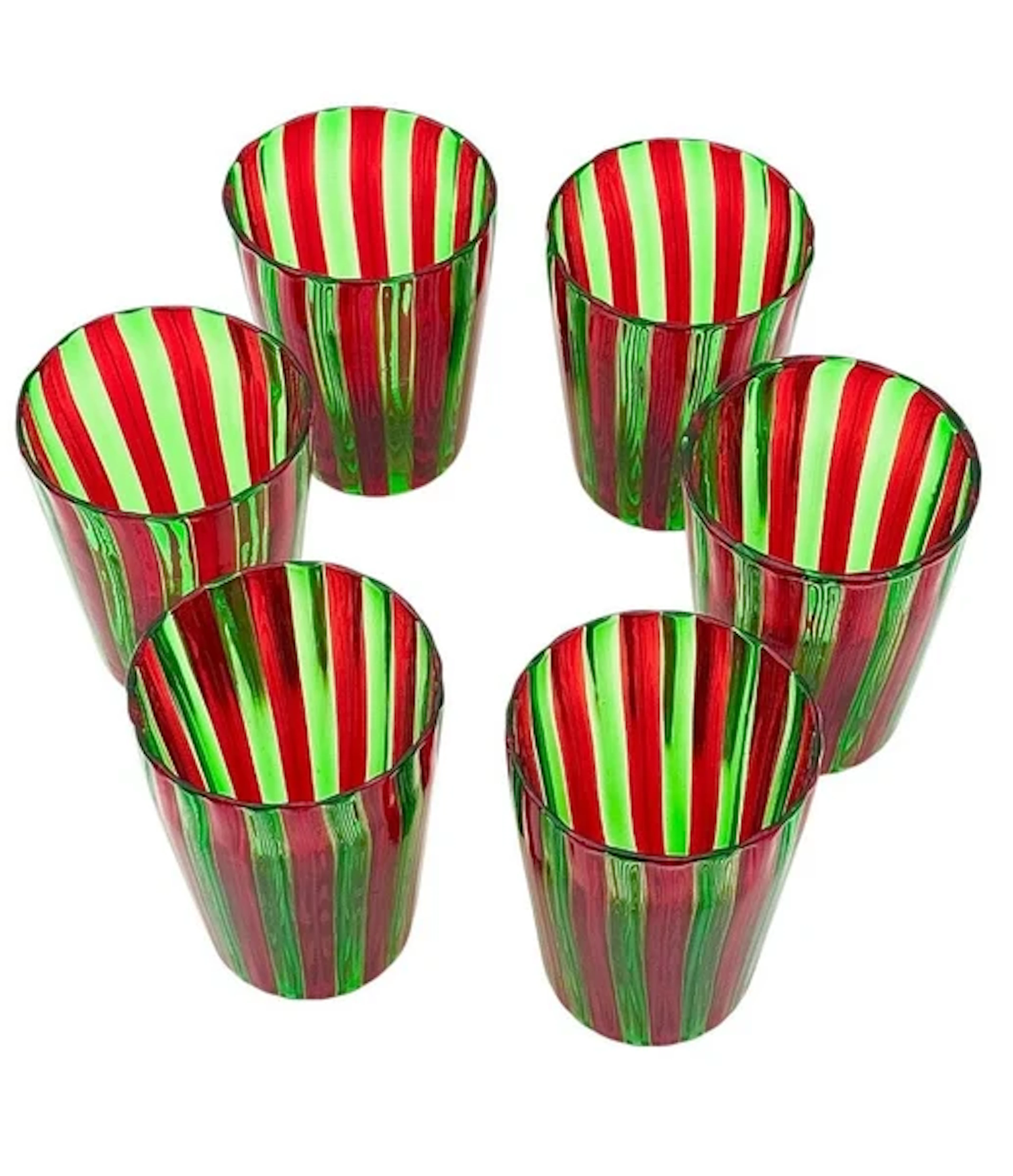 A set of six wonderful Italian handblown Murano glass tumblers with