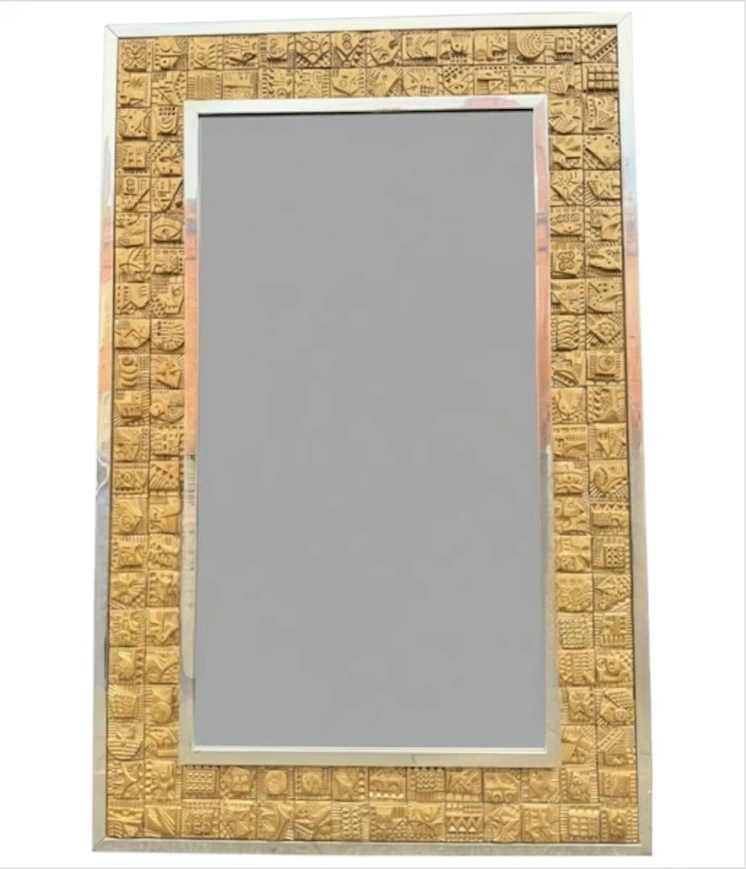 A unique 1950s handmade tiled mirror by English artist Ron Hitchins