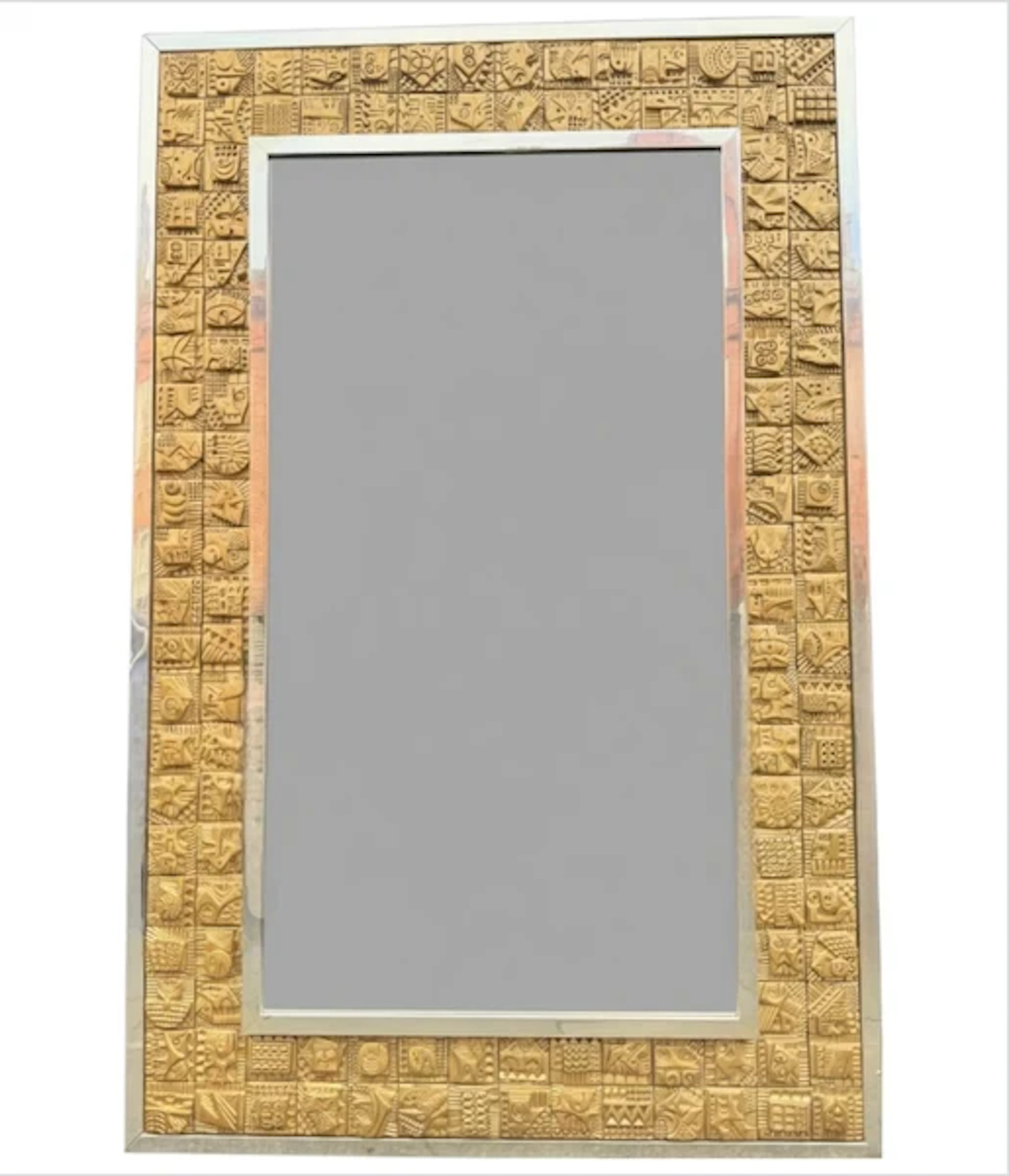 A unique 1950s handmade tiled mirror by English artist Ron Hitchins