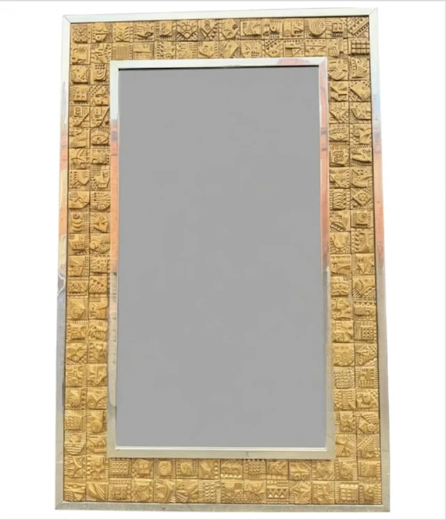A unique 1950s handmade tiled mirror by English artist Ron Hitchins