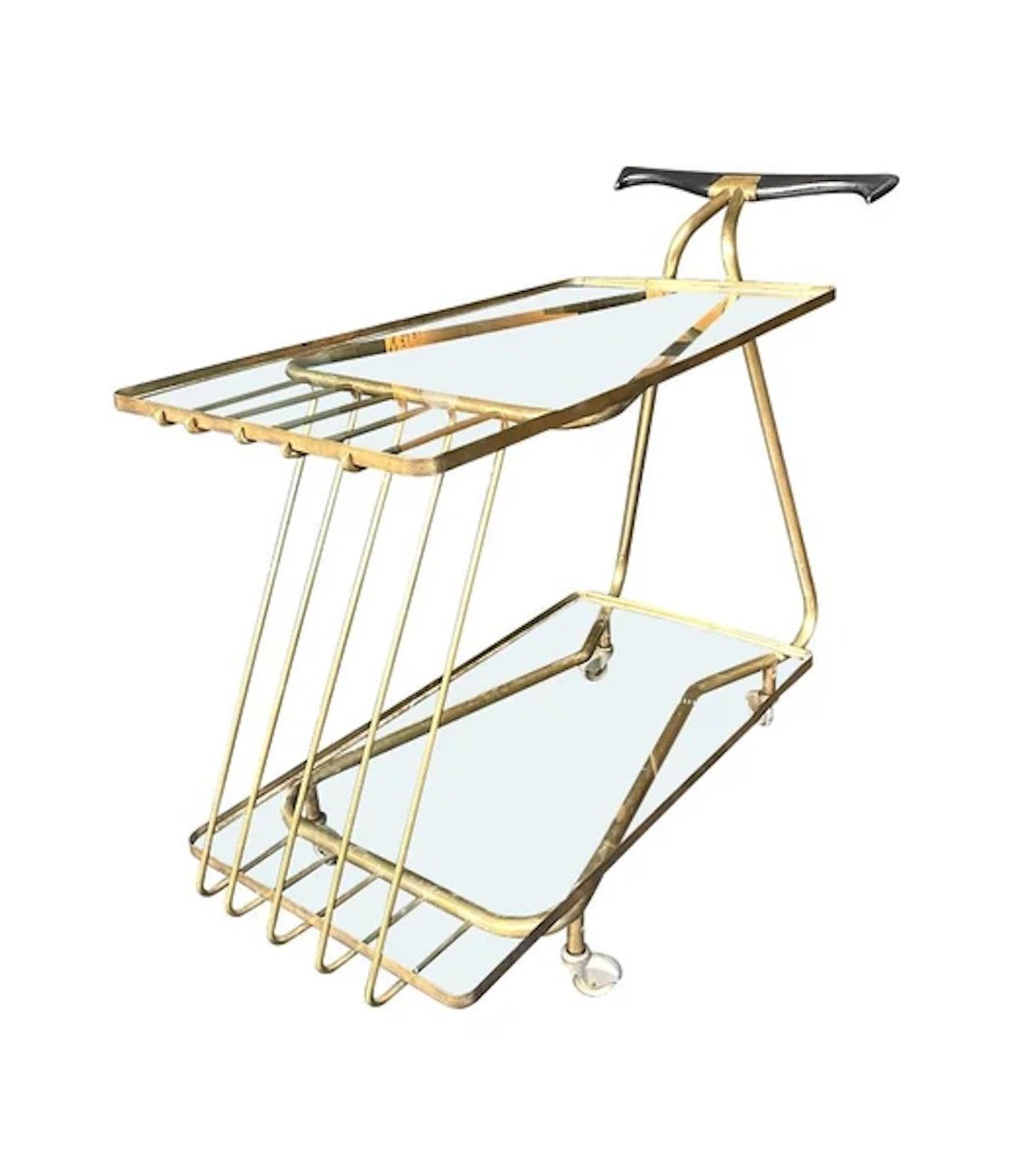 An unusual designed Italian 1950s brass bar trolley
