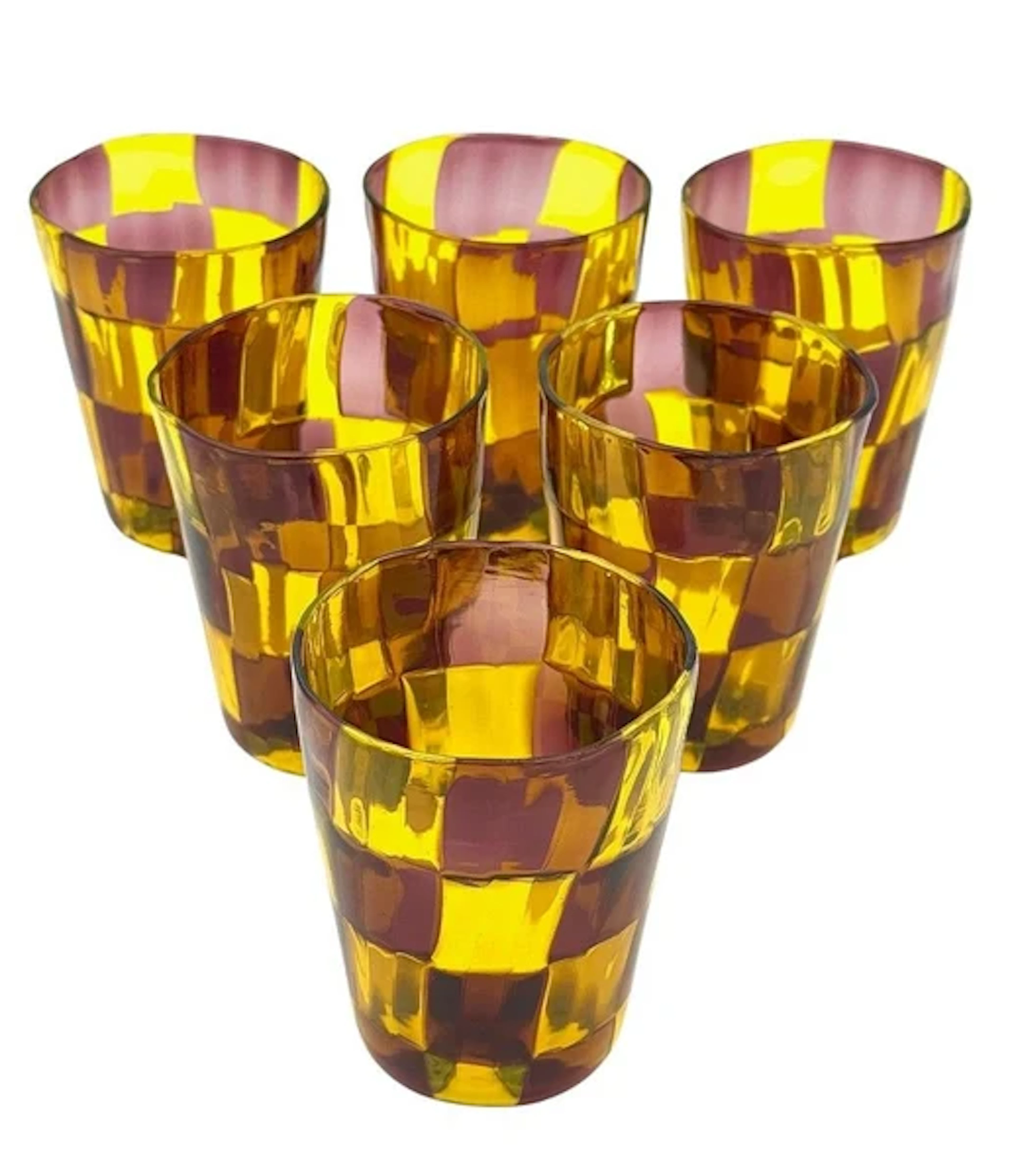 A set of six Italian handblown Murano glass tumblers