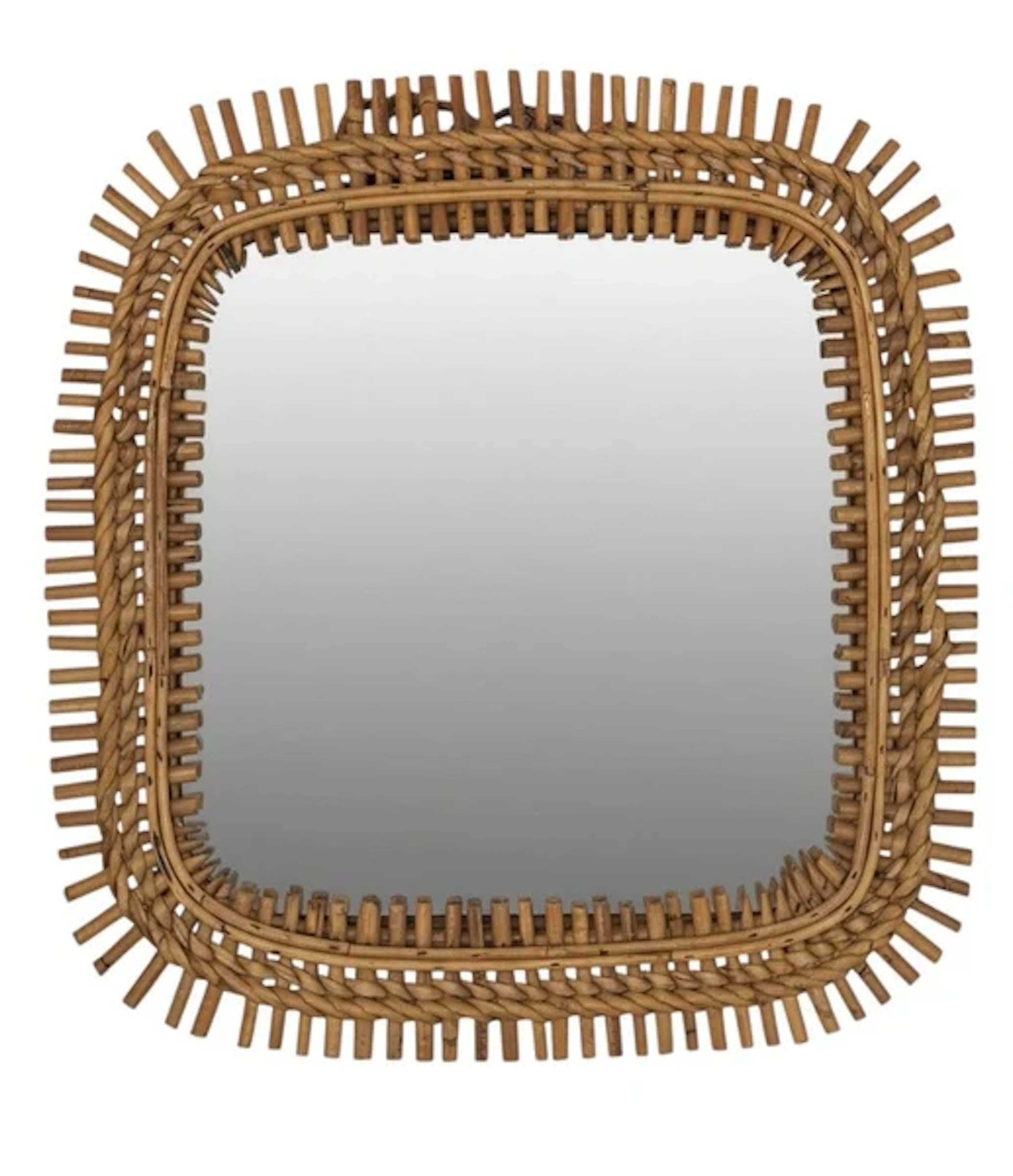An Italian 1960s square split cane bamboo mirror by Franco Albini for Bonacina