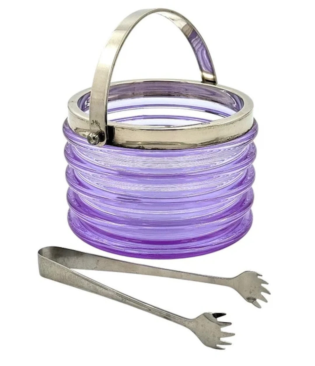 A Murano purple glass ribbed ice bucket “Onda” by Sergio Asti for
