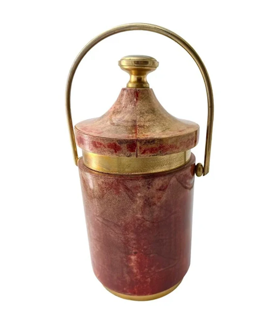A large Italian 1960s lacquered goat skin ice bucket by Aldo Tura