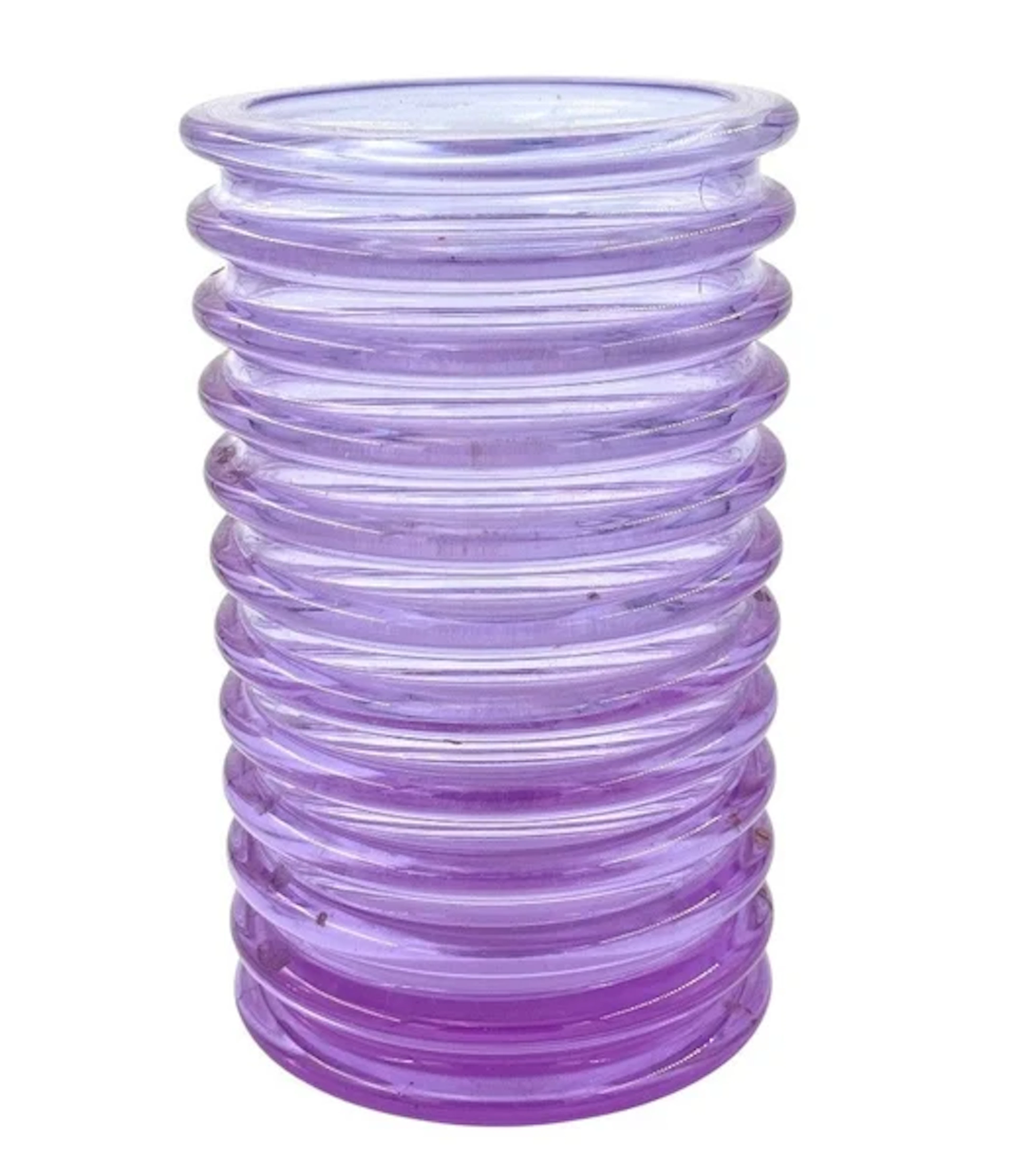 A Murano glass pink ribbed vase “Onda” by Sergio Asti for Amolfo di Cambio