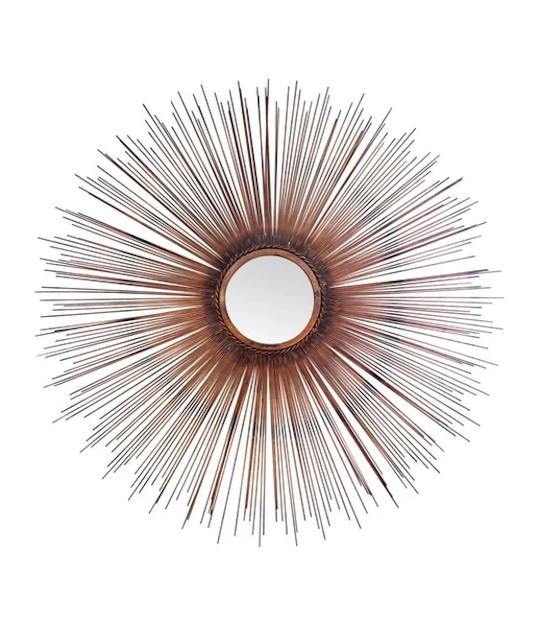 A 1970s large Curtis Jere torch cut brass sunburst mirror