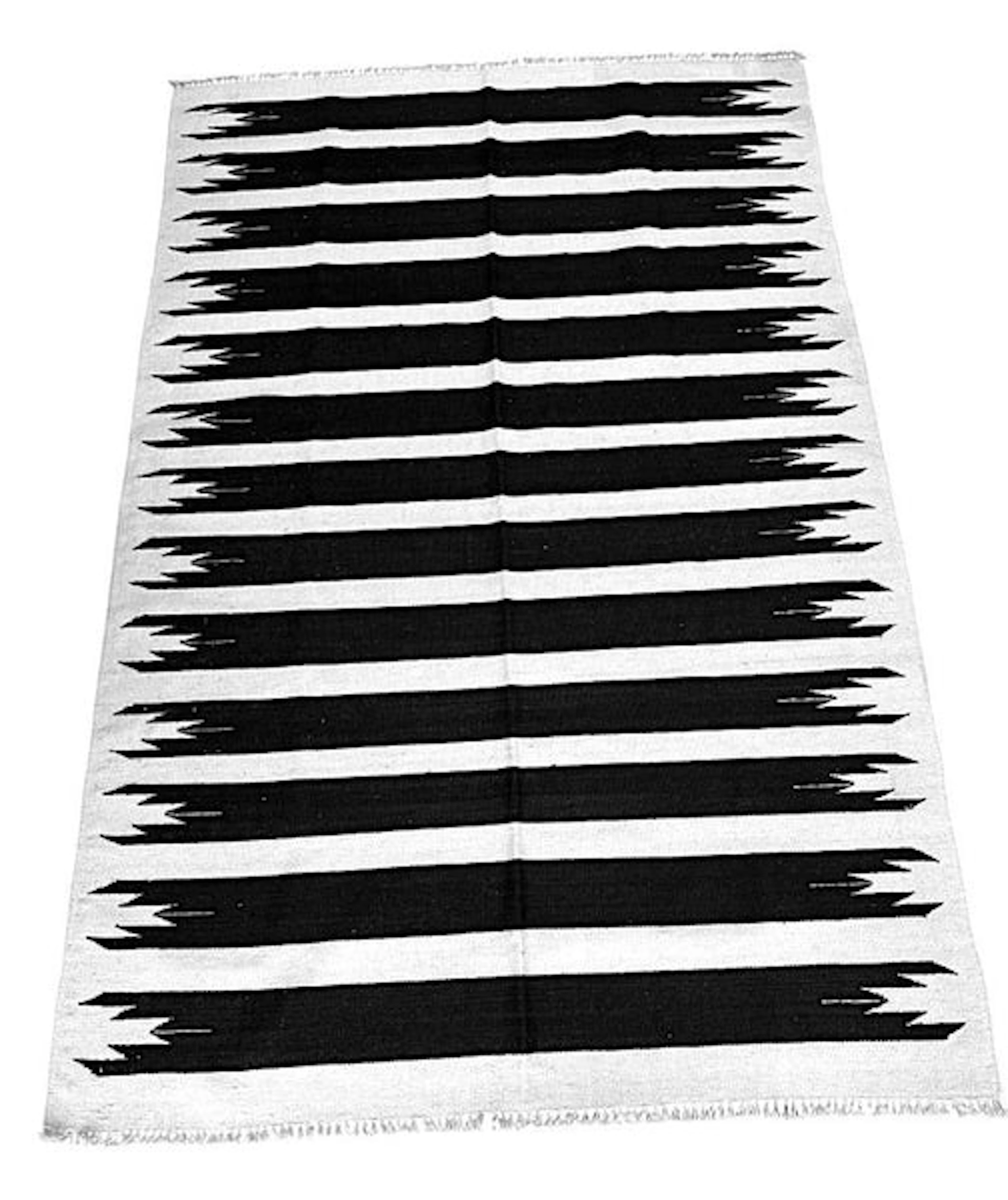 A Morrocan black and white geometric flat weave kilim rug