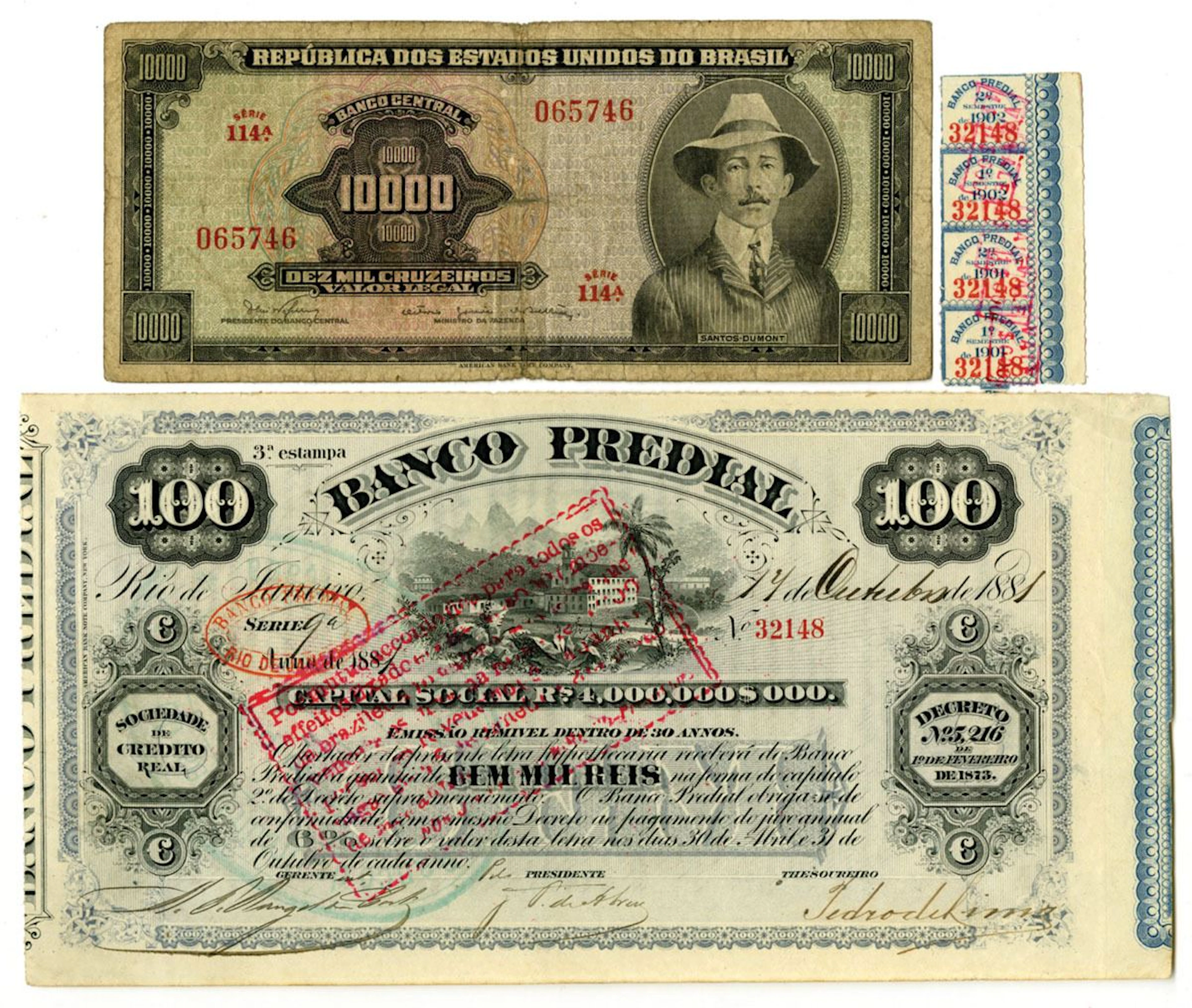 Brazil. Banco Predial Bond and Banco Central, 1881 to ca.1965, Issued