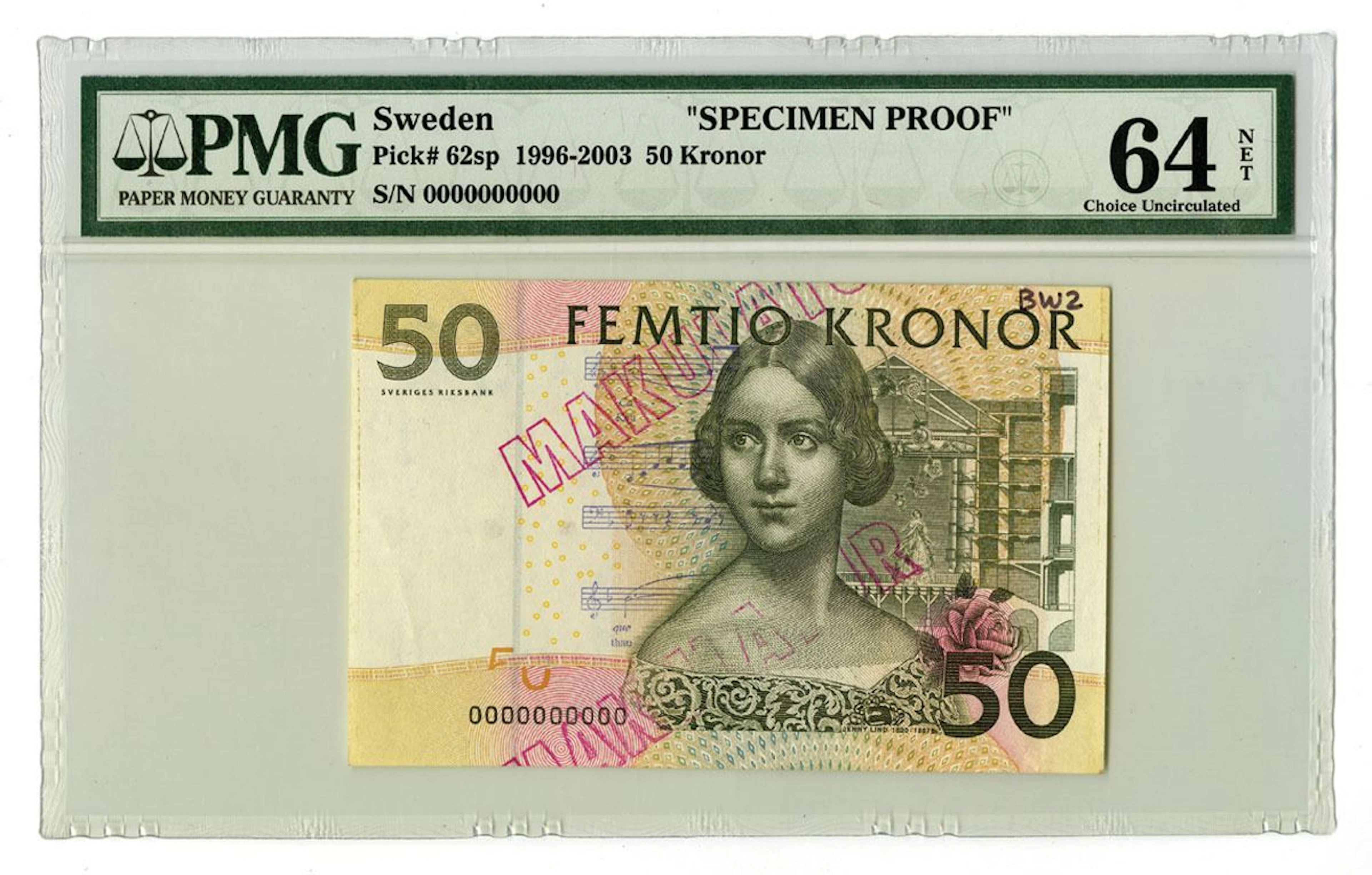 Sweden. Sveriges Riksbank, ND (1996 to 2003), Specimen Proof Banknote.