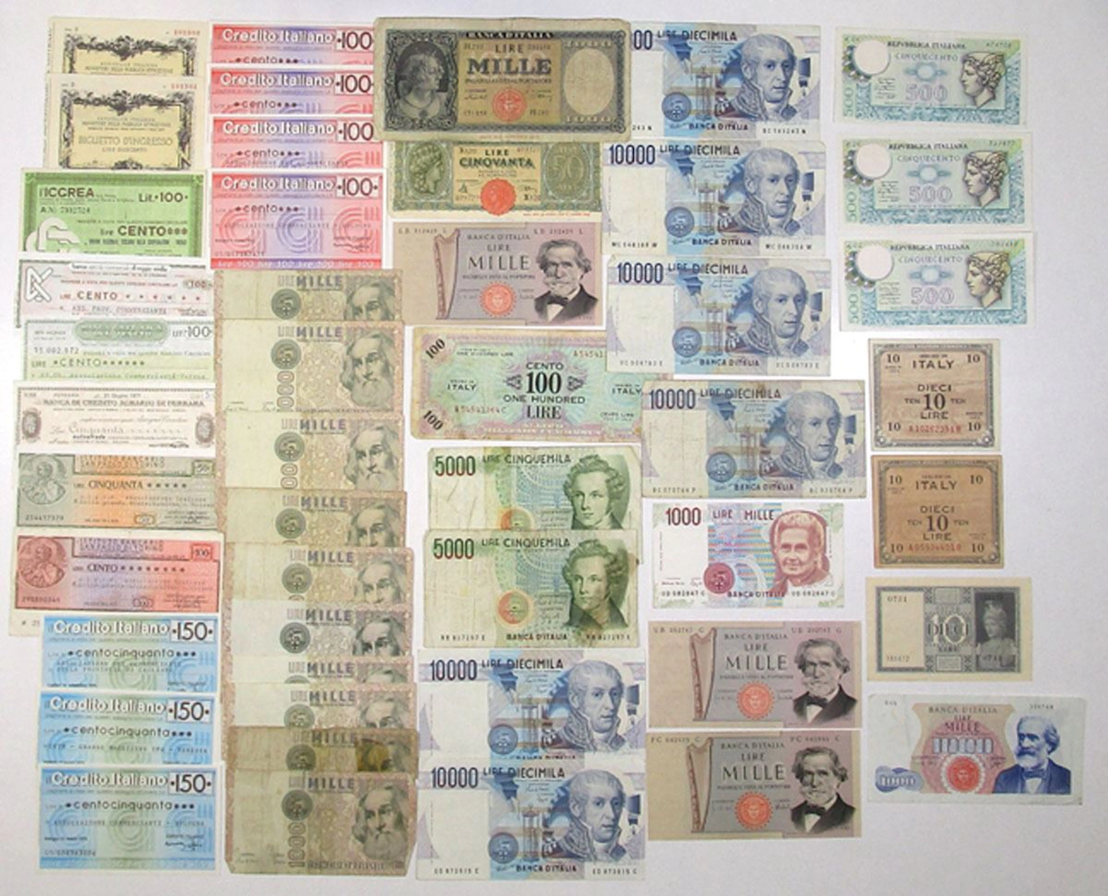 Italian Banknote and Circulating Emergency Check Collection, 1935 to 1990s.