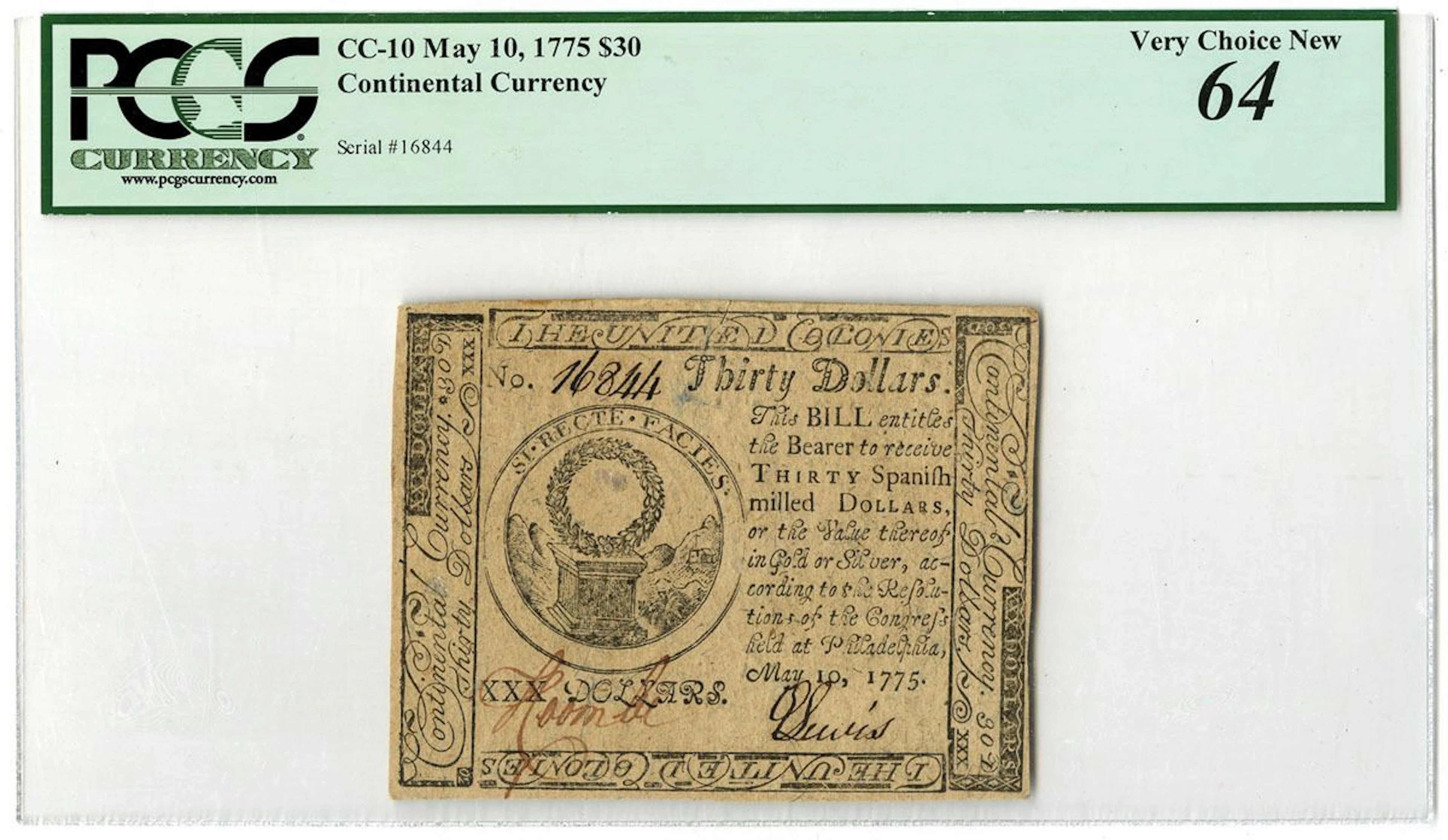 PA. Continental Currency, Congress First Issue, $30, May 10, 1775