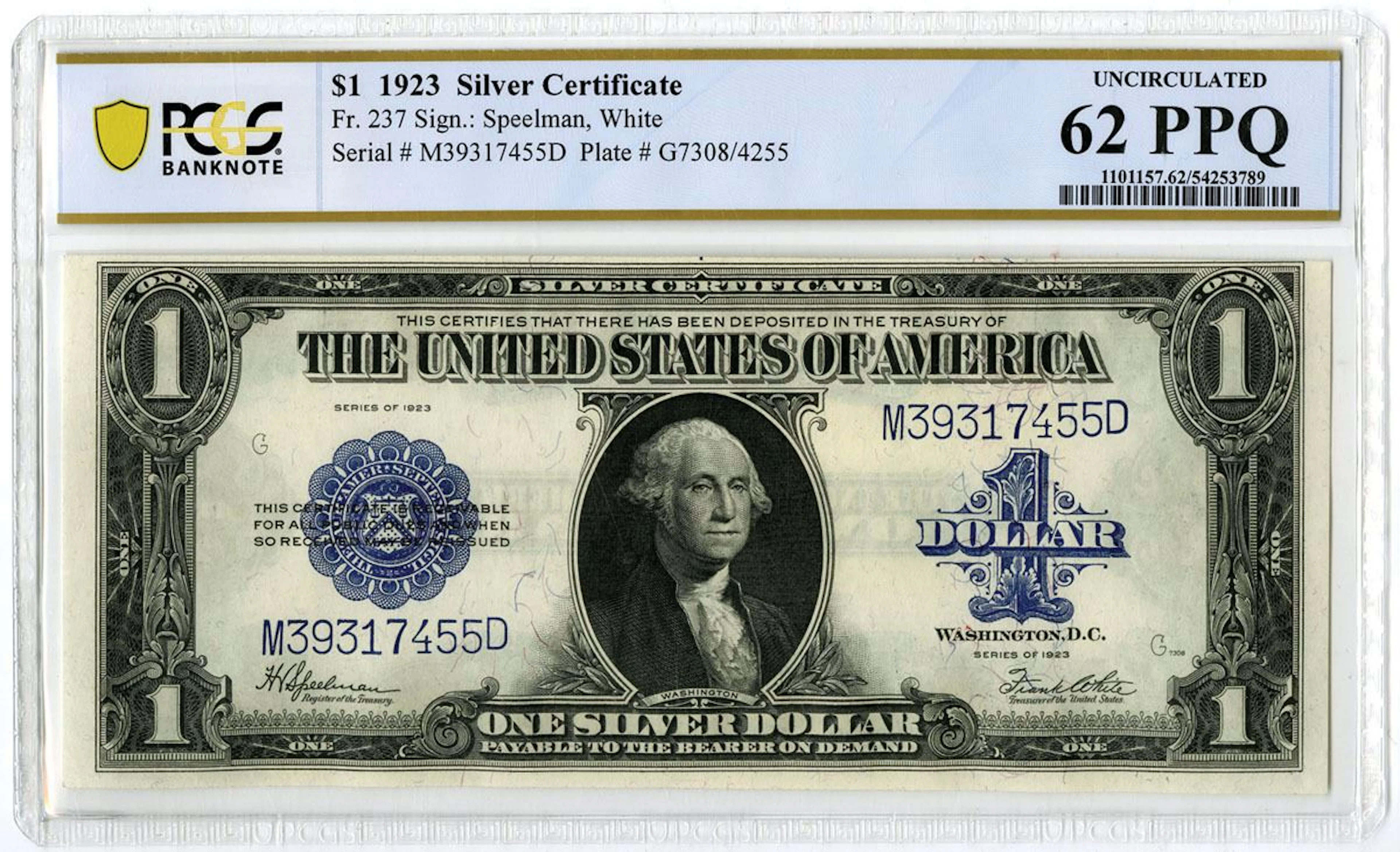 U.S. Silver Certificate. 1923 $1, Fr.# 237, Issued Banknote, PCGS