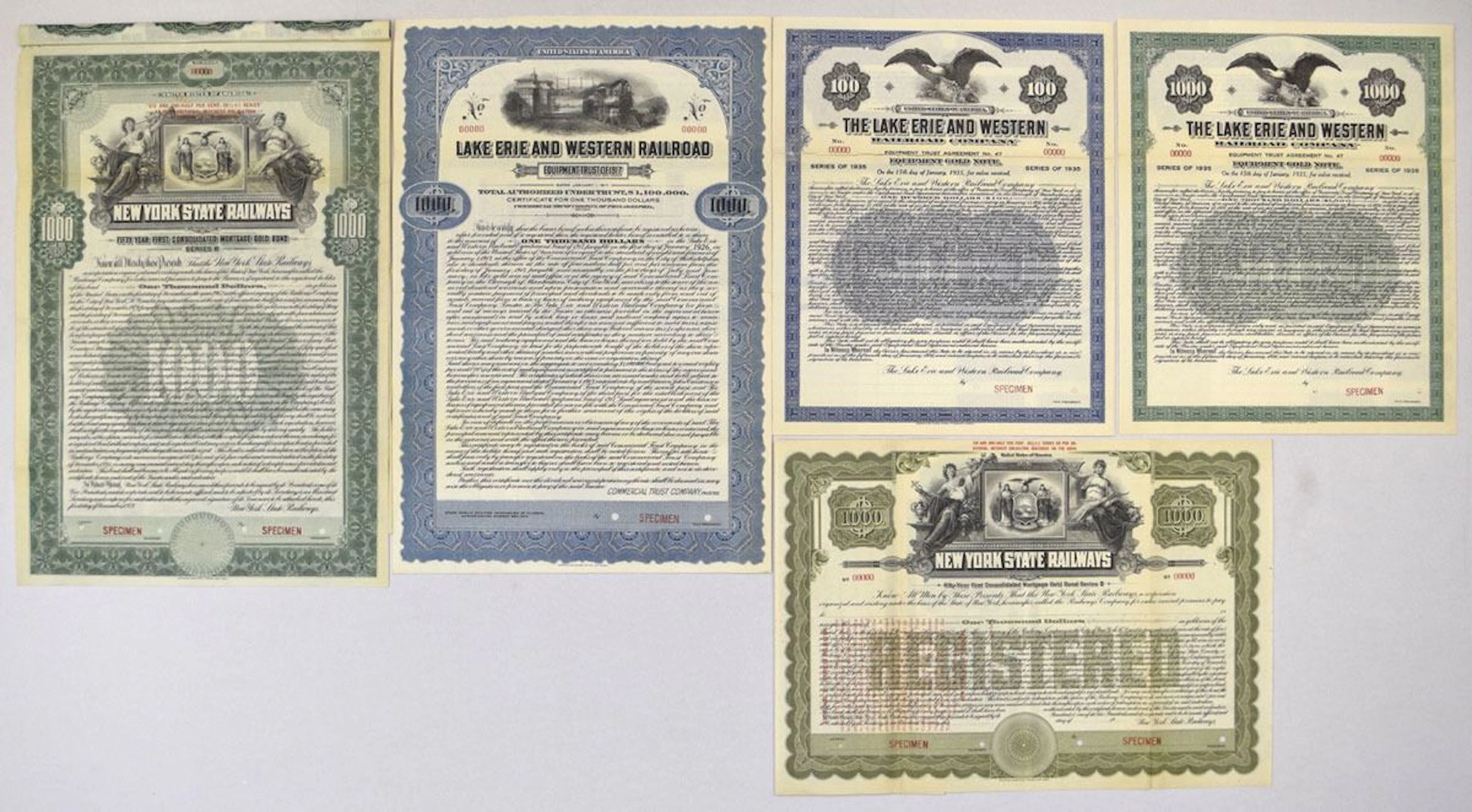 New York Railroad Specimen Bond Collection, 1917 to 1921, Equipment