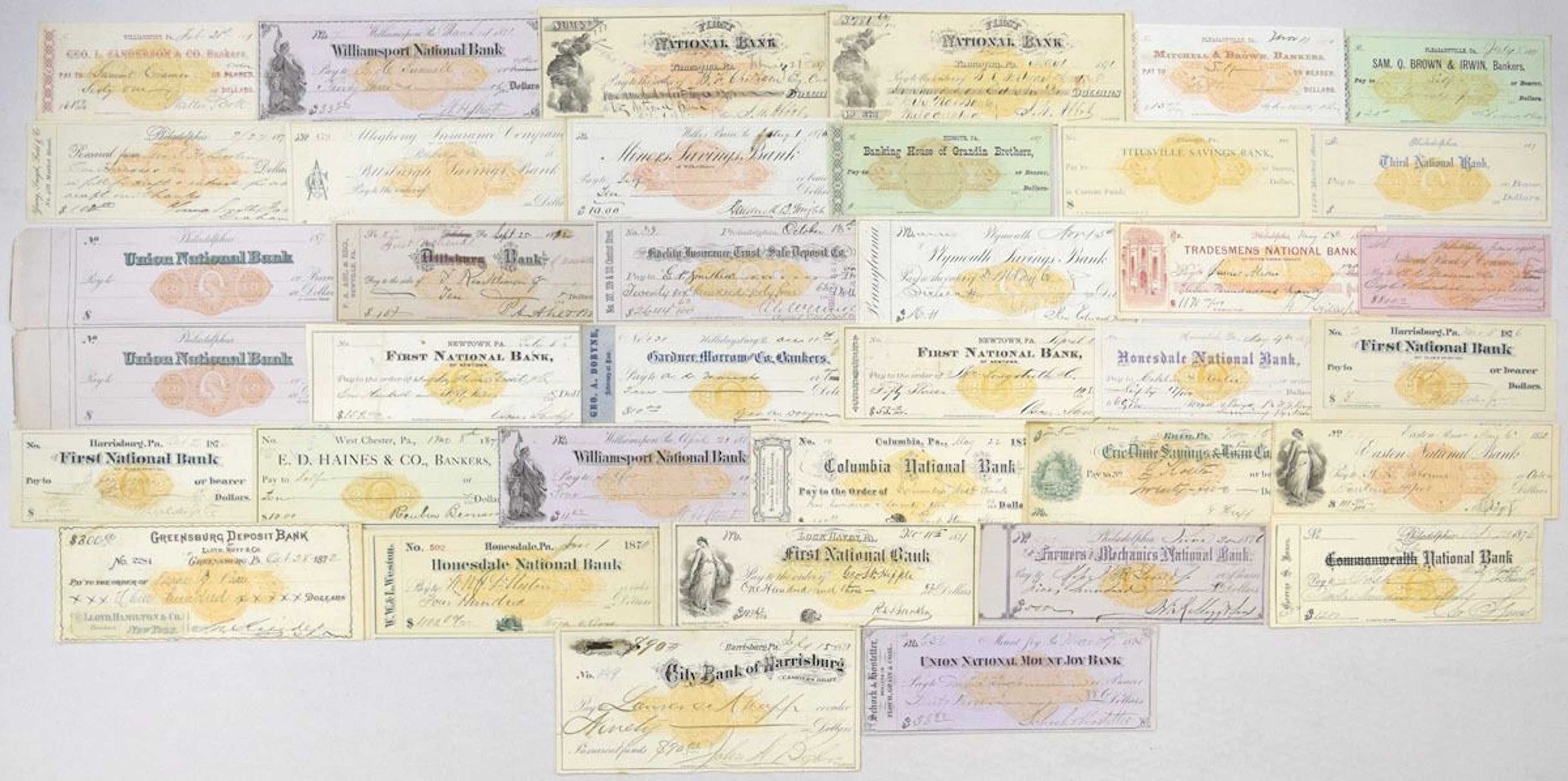 PA. National & Private Bankers Check and Draft Collection, all with