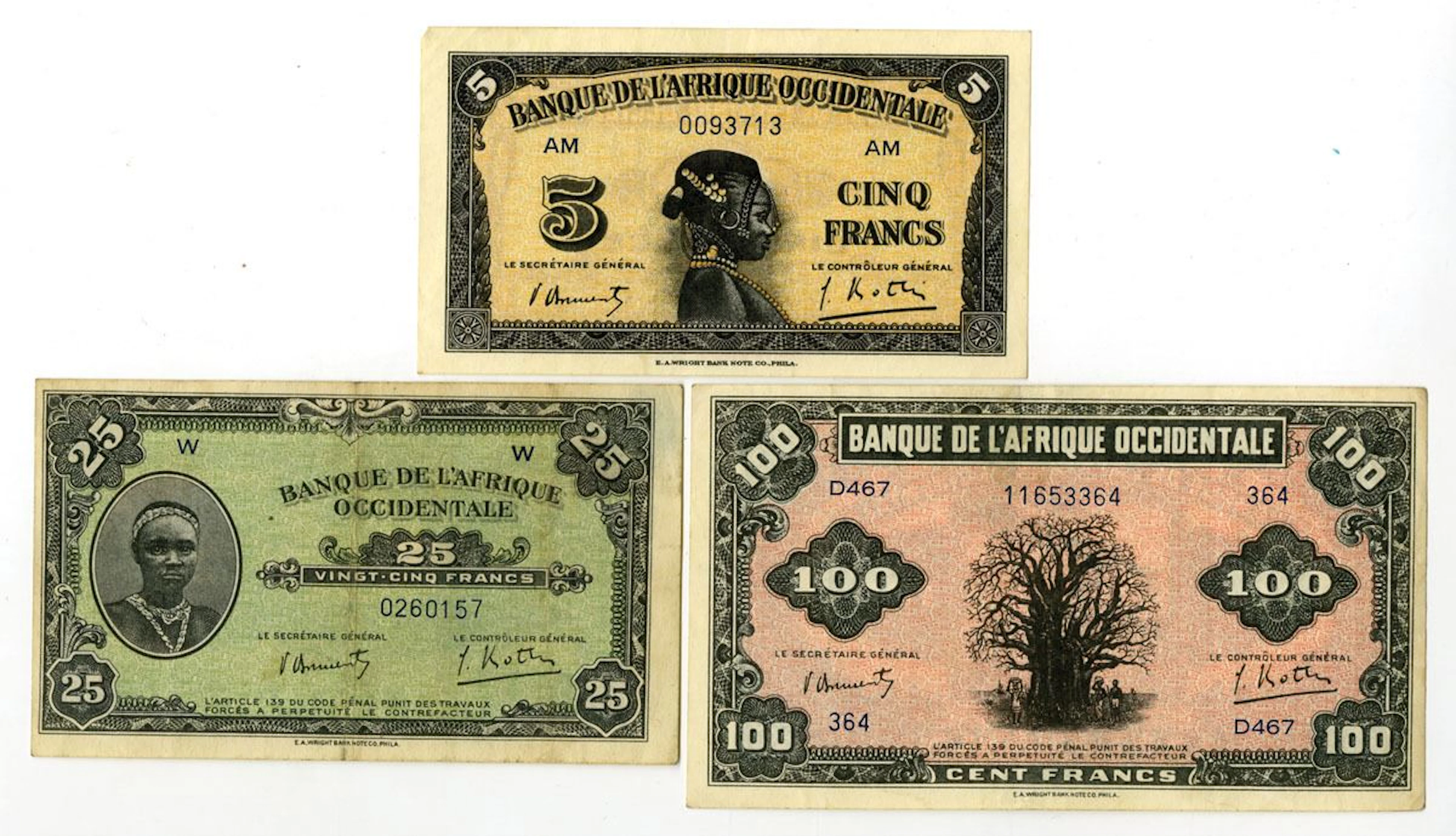 French West Africa. Banque de l'Afrique Occidentale, 1942, Issued