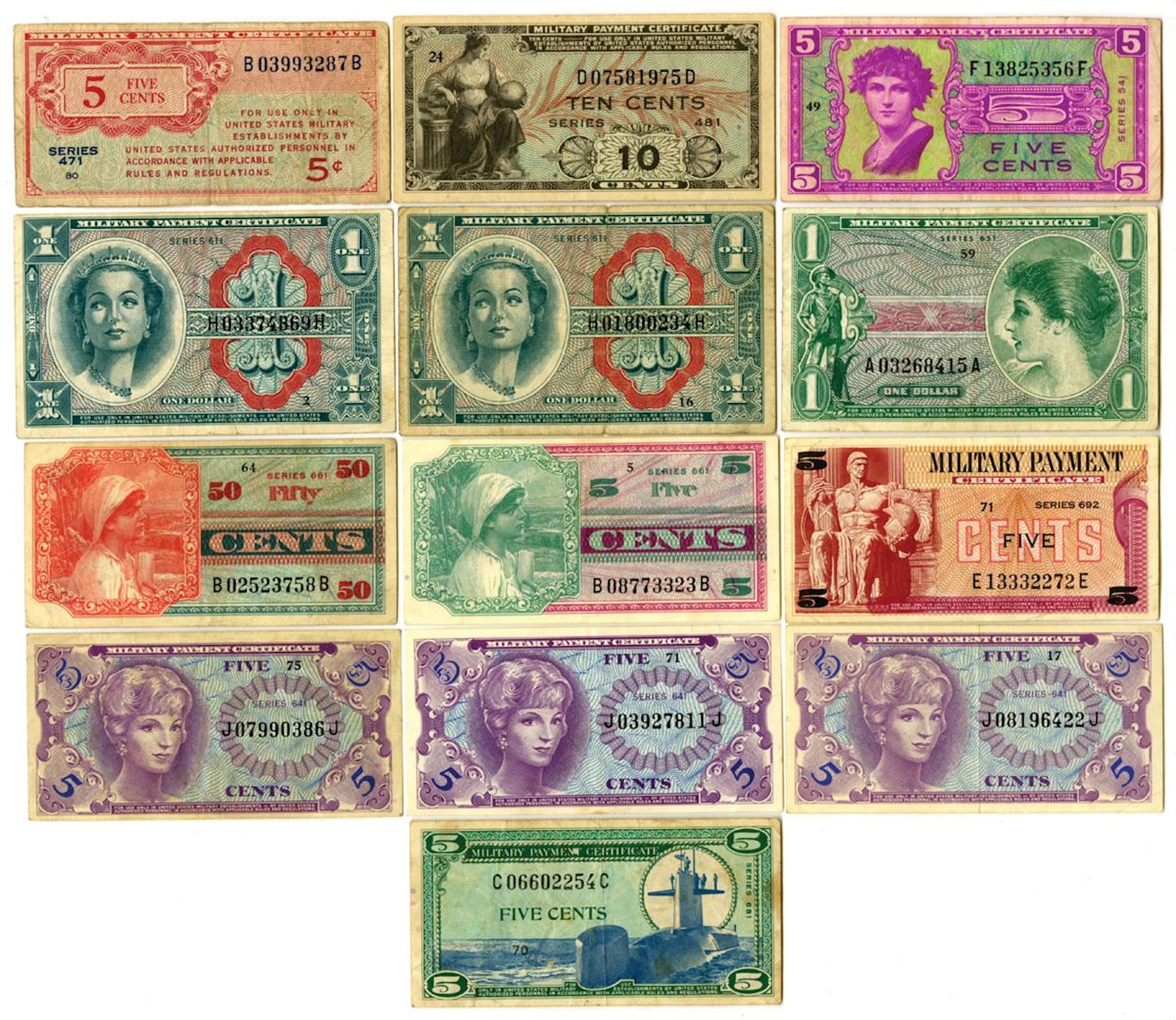 U.S. Military Payment Certificates, Series 471 to Series 692, Issued